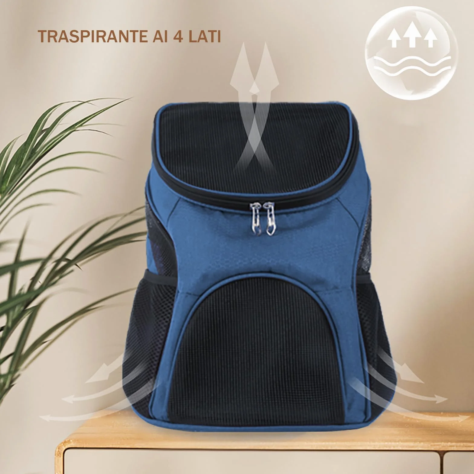 Zaino Trasportino Gatto Borsa Trasporto Cane Pieghevole per Cani con Cinturino di Sicurezza Interno Borsa Portatile Porta Animali Traspirante Cuccioli Gatti KM16 (Blu)