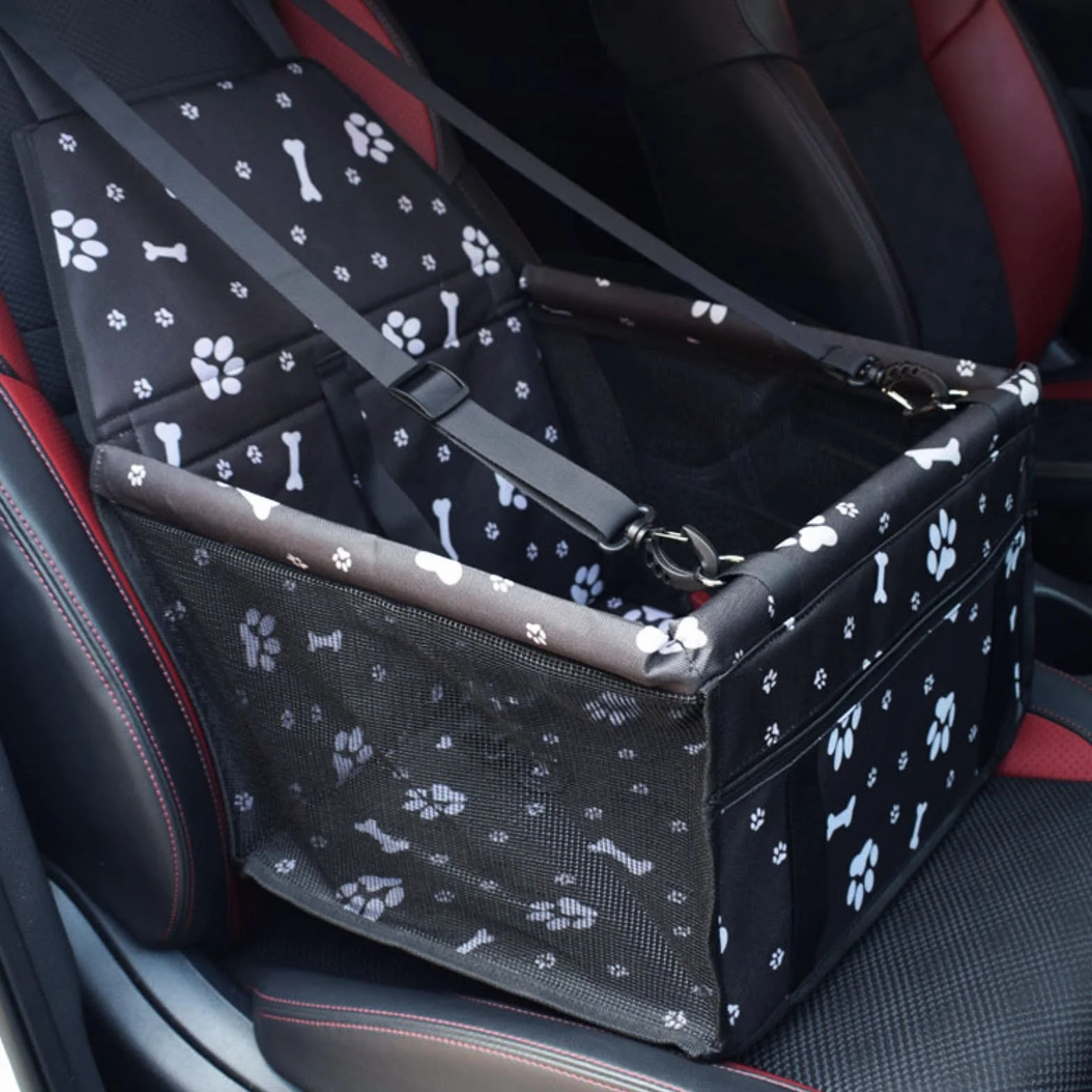 Seggiolino Auto per Cane di Piccola e Media Taglia con Cintura di Sicurezza Trasportino Auto Coprisedile per Gatto Pet Animale Borsa Anteriore (Multicolore)