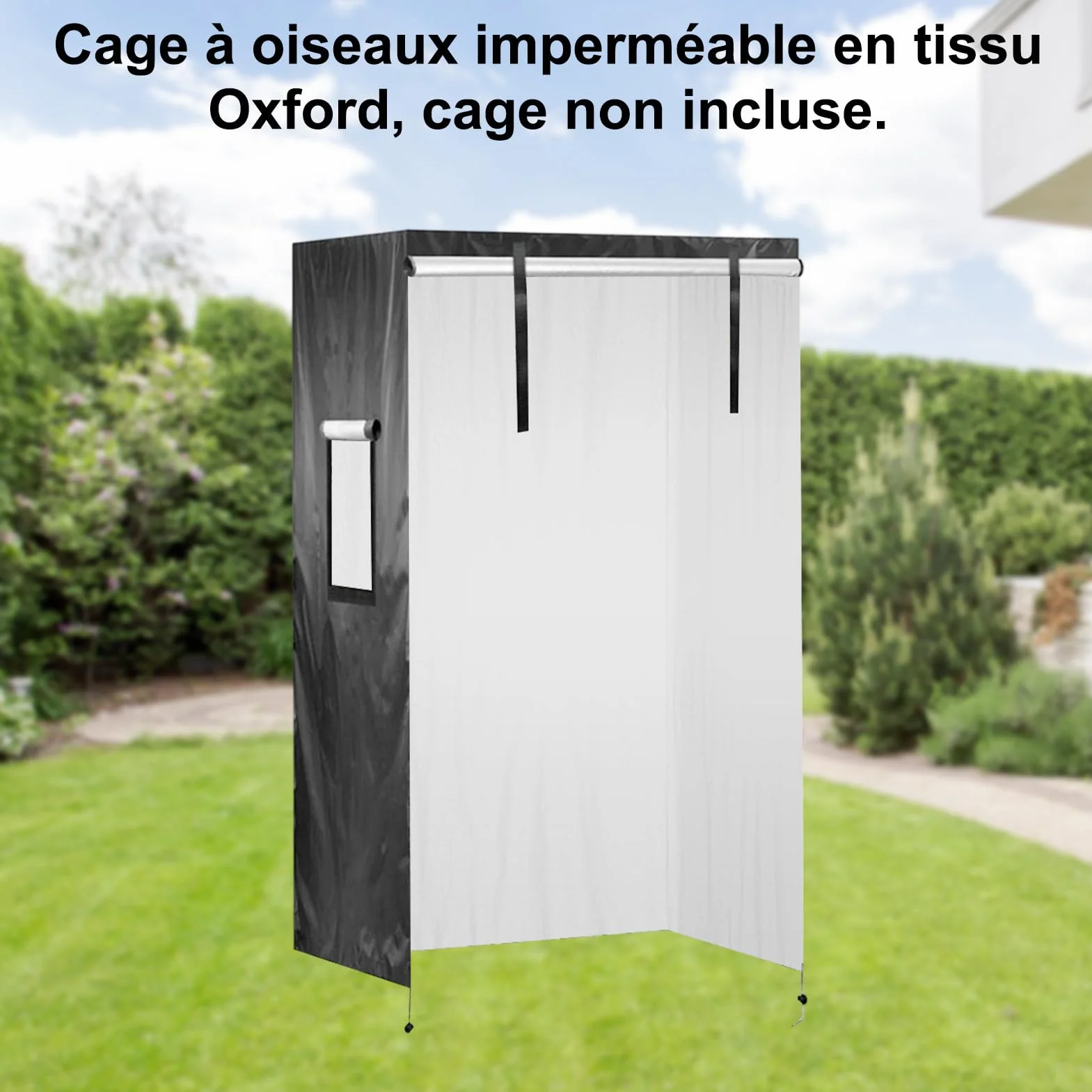 Grande copertura impermeabile traspirante per gabbia per uccelli, 96 x 60 x 130 cm, regolabile, morbida, traspirante, lavabile, protezione dall'usura (nero)