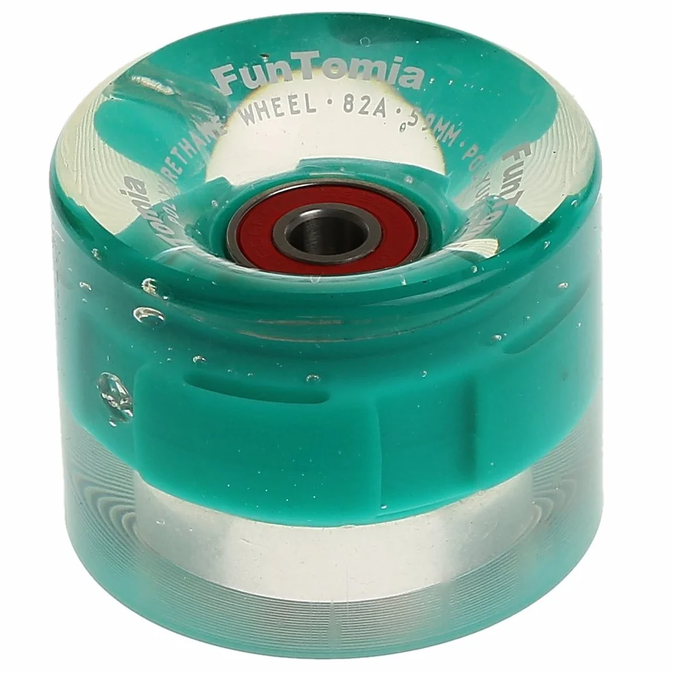 FunTomia 4 Pezzi LED Longboard/Skateboard/Miniboard Ruote (Big Wheels) 59x45 mm 82A incl. Mach1 Cuscinetti a Sfera, Magnete Spacer e T-Tool
