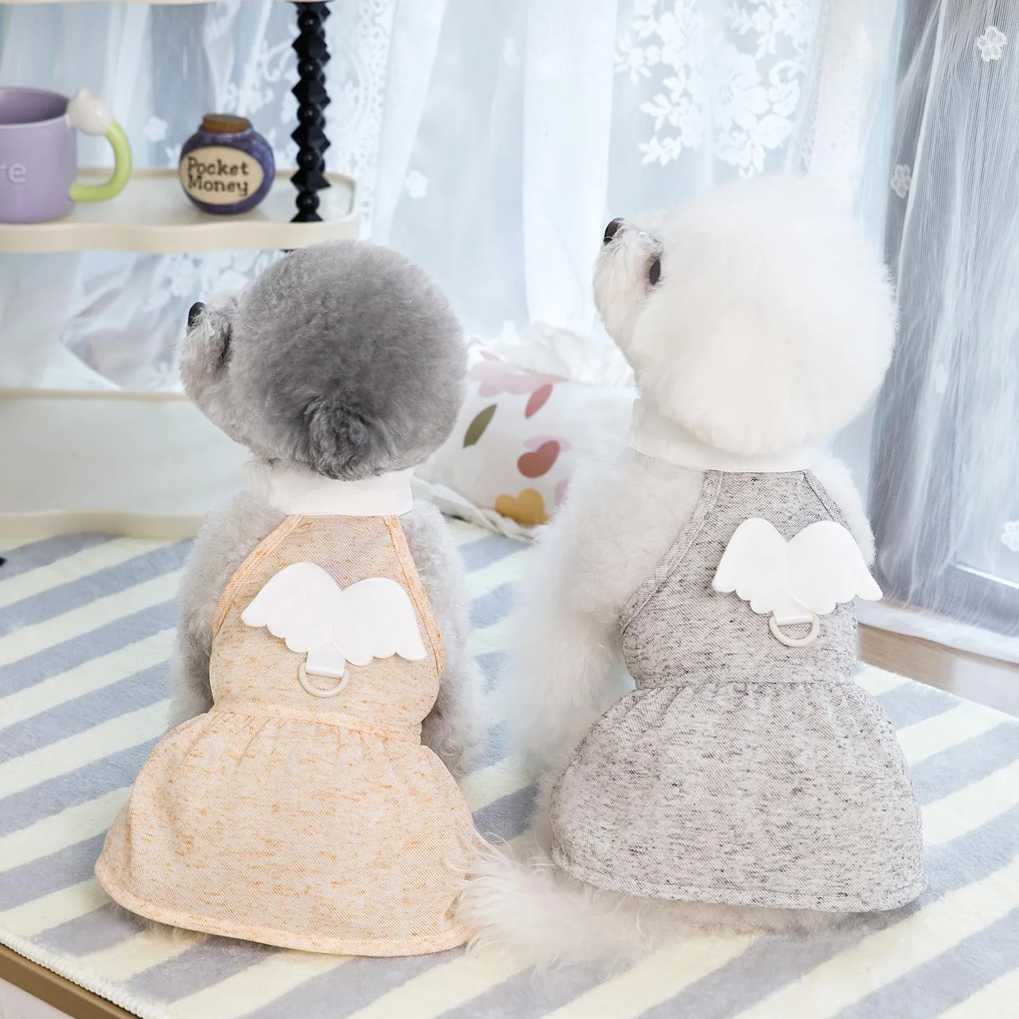 3 Pezzi Abiti per Cani Cucciolo di Lusso Principessa Angelo Ali Pure Vestiti Abito da Sera Abito da Sera Gonna Estiva Vestito per Cani per Piccola Taglia Ragazza