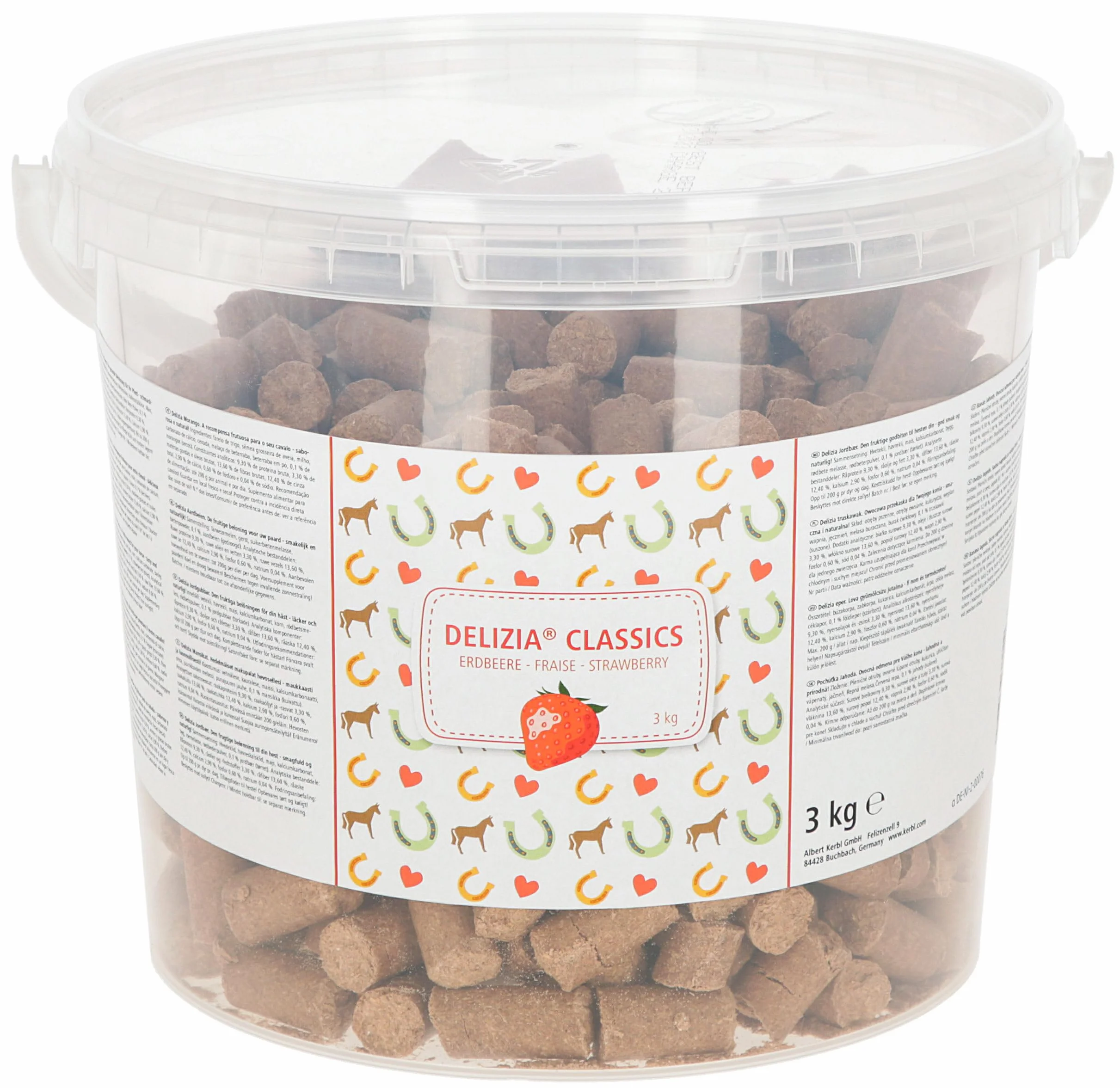 Delizia dadi ricompensa Classic, mangime per cavalli, integratore, 3 kg/secchio, fragola, cavalli, minerali, vitamine