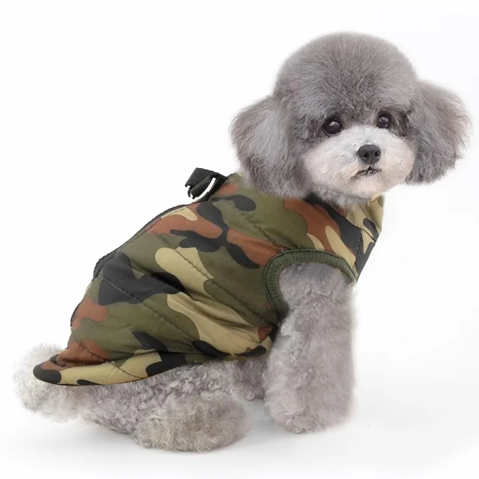 Voarge Giacca invernale per cani piccola taglia Gilet caldo con cerniera Camouflage L