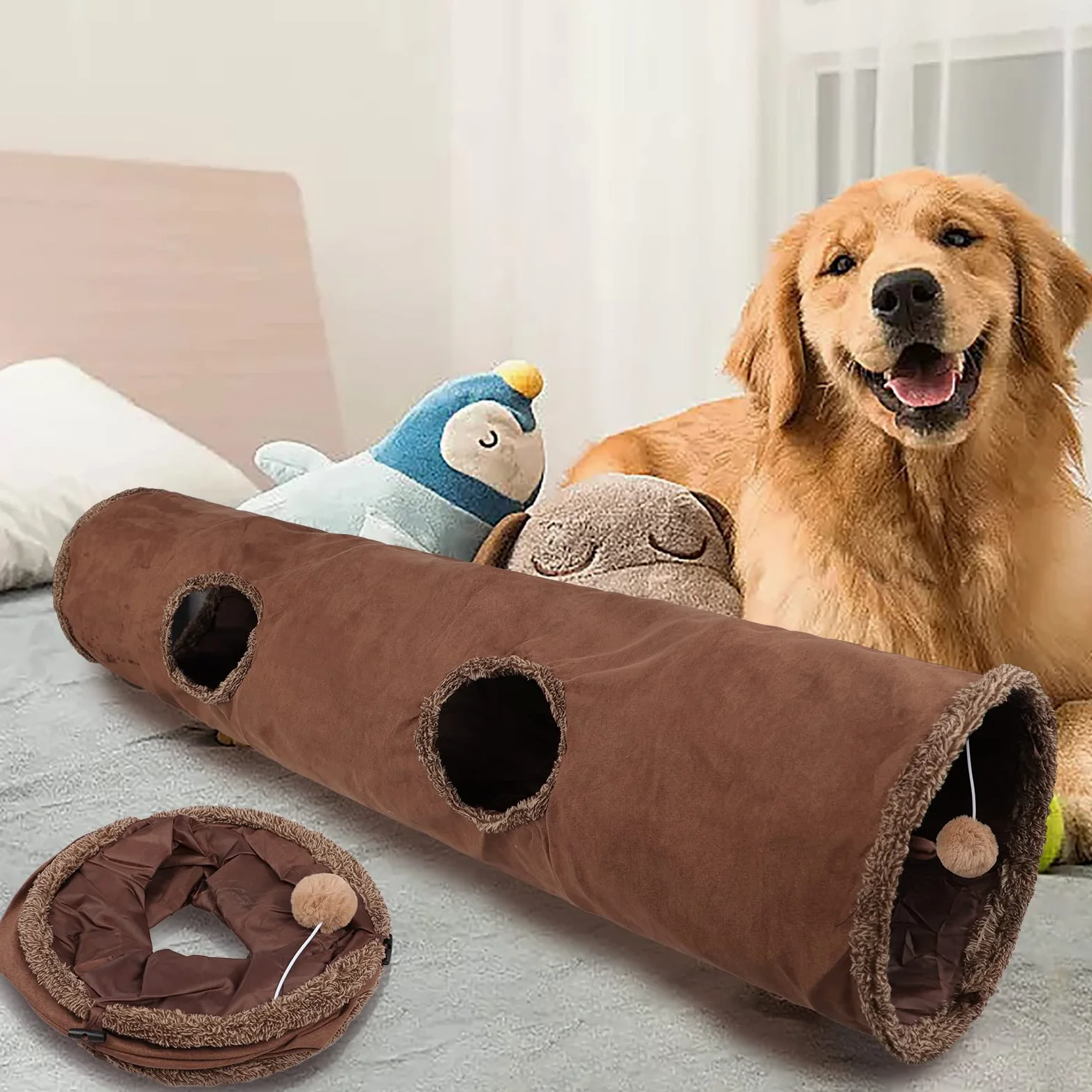 Giocattolo a tunnel per gatti, diametro 30 cm, per giocare a tunnel per interni, pieghevole, grande, con foro per sbirciare per gattino, cuccioli, conigli piccoli animali domestici