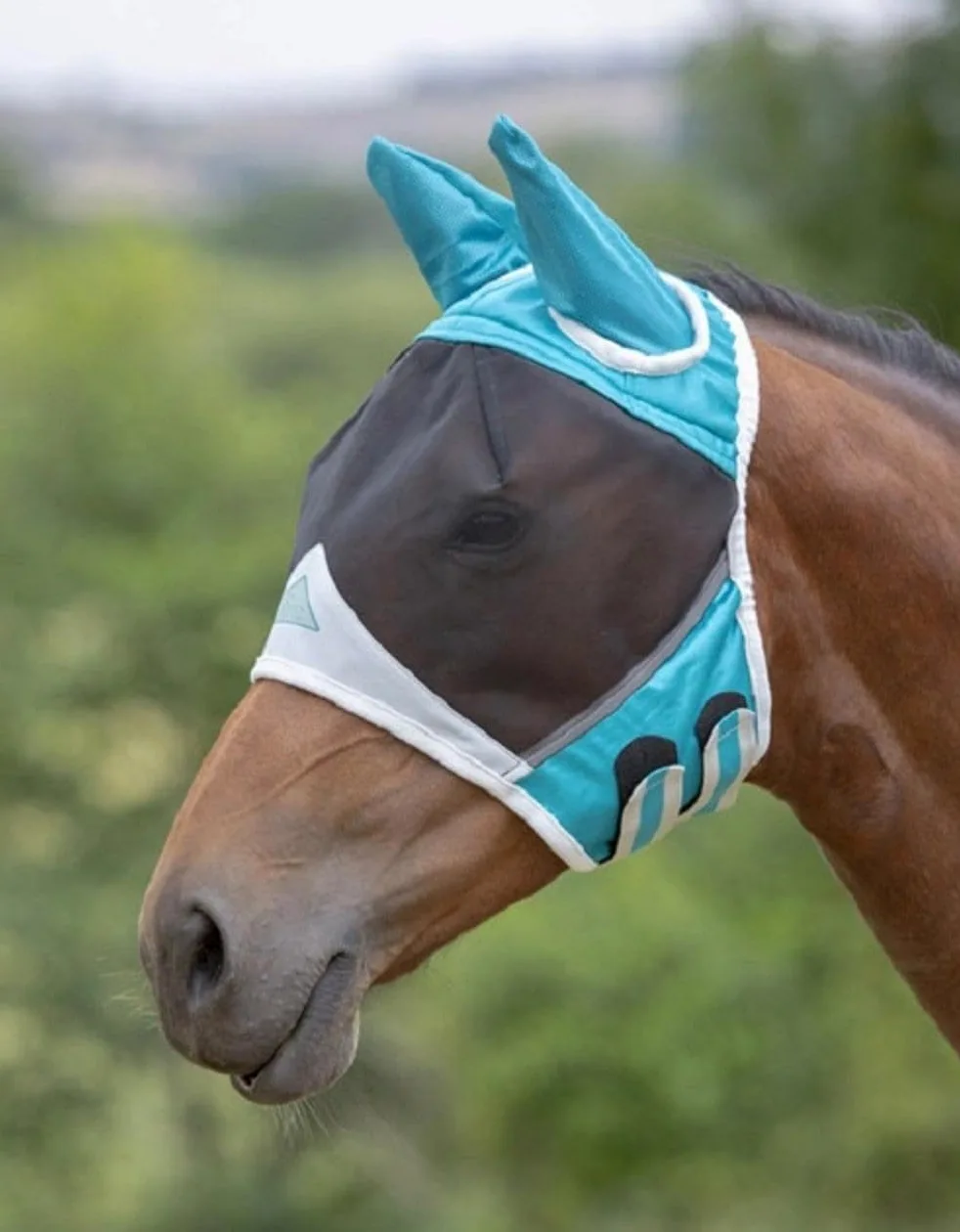 Shires Maschera Anti Insetti con Sottile Rete Protezione Contro Mosche E MOSCERINI Azzurro Pony