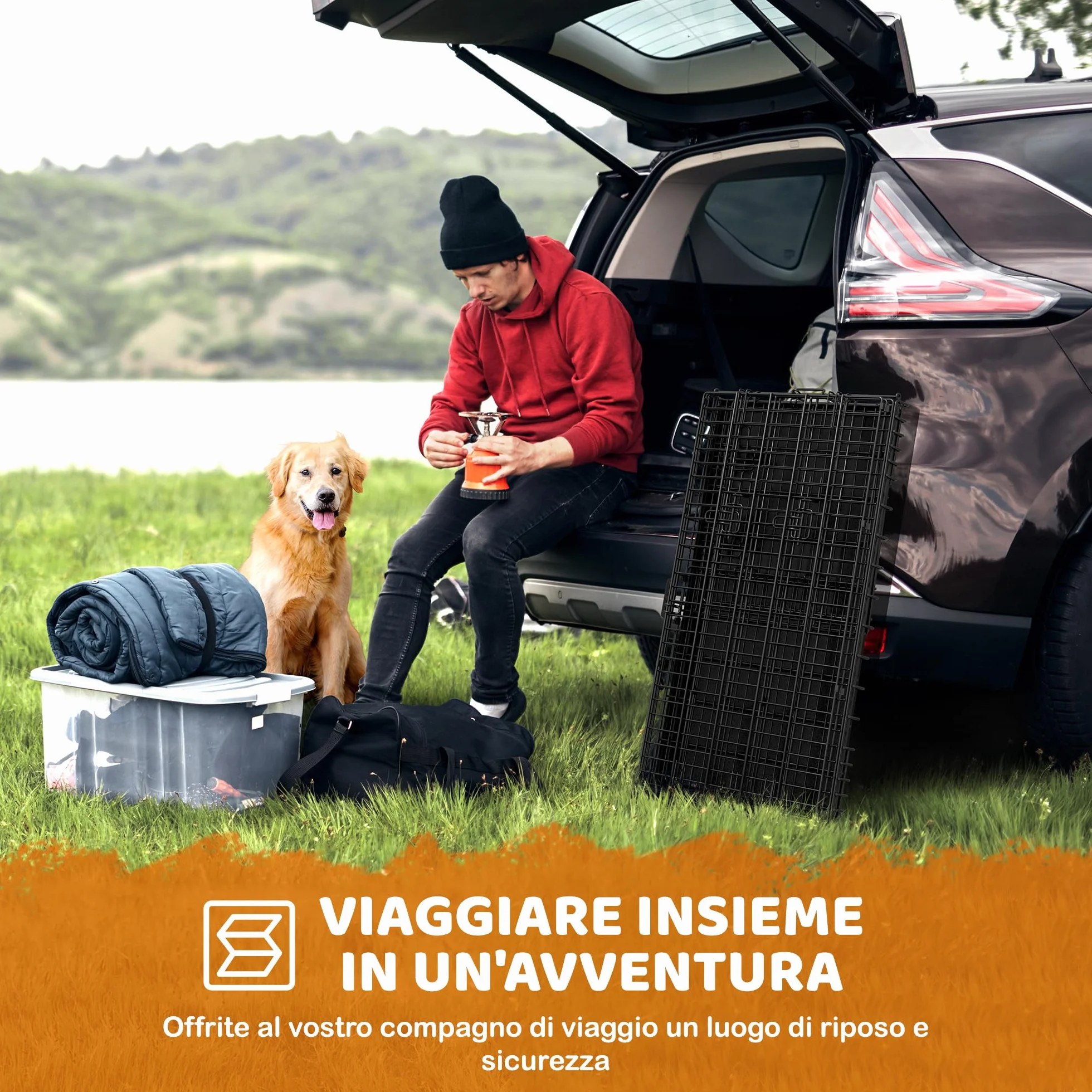 Yaheetech Gabbia per Cani Gatti Kennel in Metallo Pieghevole 107x60x66 cm Nero