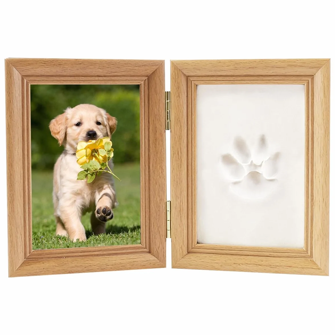 Zykra Set Impronta Zampa Cane e Gatto, Cornice per Foto Animali per Gatti o Cani, Kit Impronta Cane, Cornice in Legno Stampa in Gesso 3D, Cornice Commemorativa per Animali Domestici