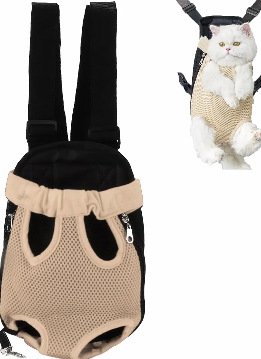 Zaino Pettorale Per Animali Domestici, Zaino Porta Cani Traspirante Portatile Per Animali Domestici Accessori Per Animali Domestici Per Escursionismo Bici da Viaggio Moto(M-beige)