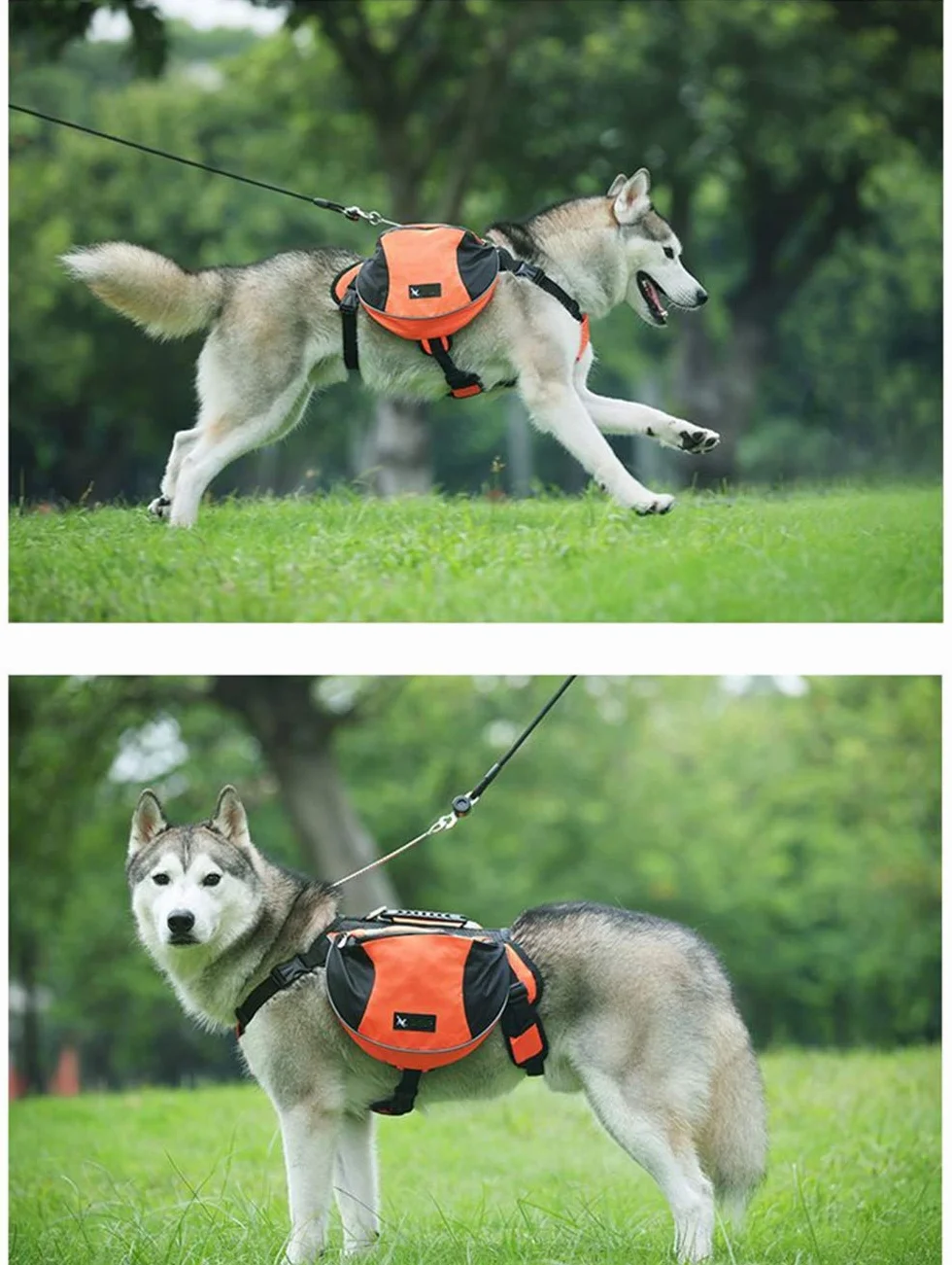 Borsa da Sella per Cani Medio e Grande - Zaino Imbracatura per Viaggio Escursionismo Sport all'aperto, Alforja Regolabile Impermeabile Giubbotto Riflettente con Manico (rosso, M(cane 18kg - 28kg)