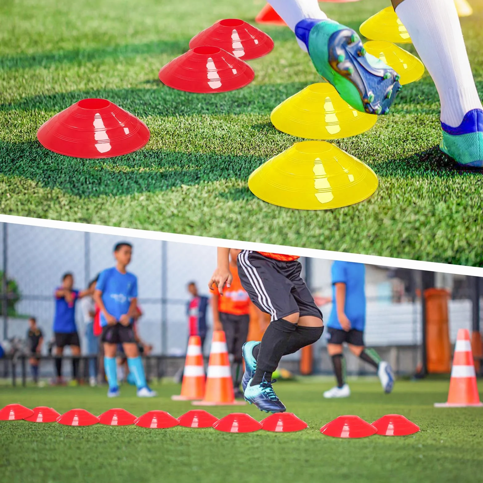 Coni da Allenamento Calcio con Borsa a Rete - Cinesini per Marcatura Campo