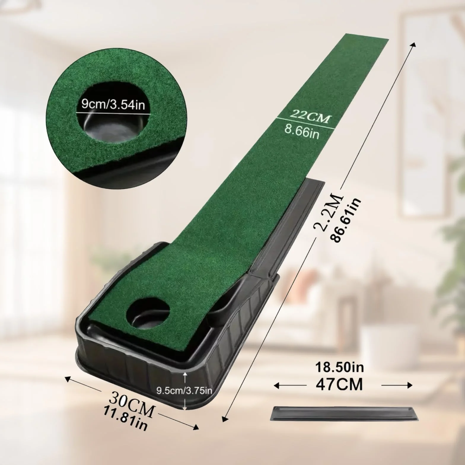 Tappetino da golf con ritorno automatico della palla, 221 cm, portatile, per allenamento di golf, per casa, ufficio, giardino