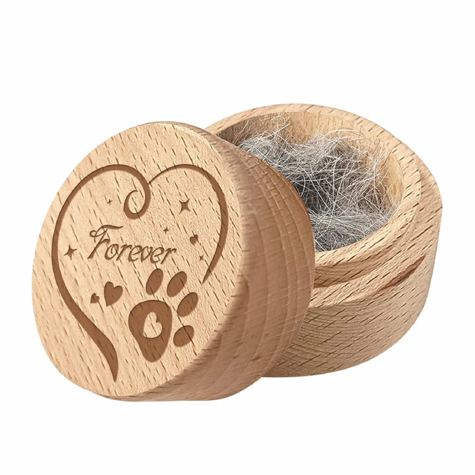 CREATCABIN Mini urna rotonda in legno di acacia, per ceneri di cani e gatti per conservare peli degli animali domestici urna decorativa in legno di acacia regalo commemorativo per commemorare la