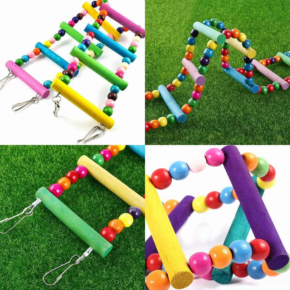 Meiso giocattolo per uccelli 74 x 10 cm scala altalena arcobaleno per pappagalli parrocchetti calopsiti cokatoo inseparabili