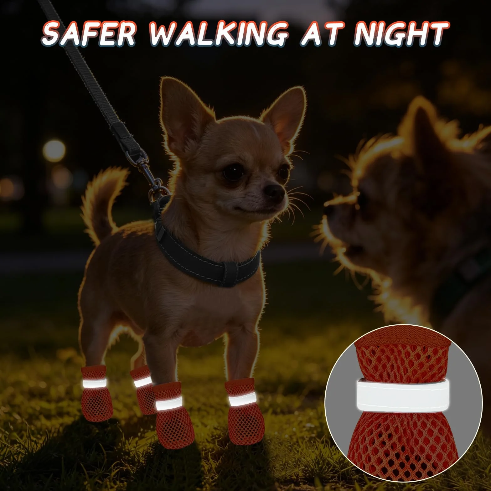 Scarpe Estive per Cani 4 Pezzi Rete Antiscivolo Traspiranti Protettive