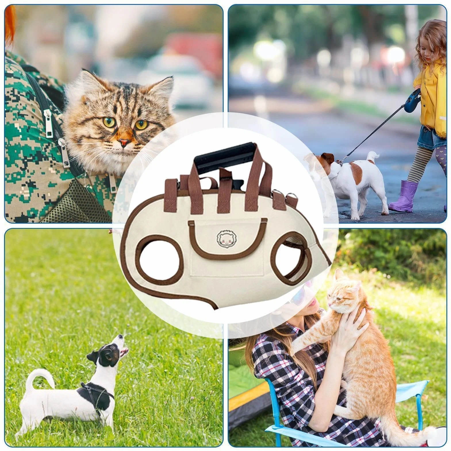 Dog Backpack, Small Dog Backpack with Snack Bag, Portable Adjustable Pet Carry Pack with Lightweight Harness Storage, Ideal for Daily Walks, Hiking, Car Trips, Camping, Indoor Training