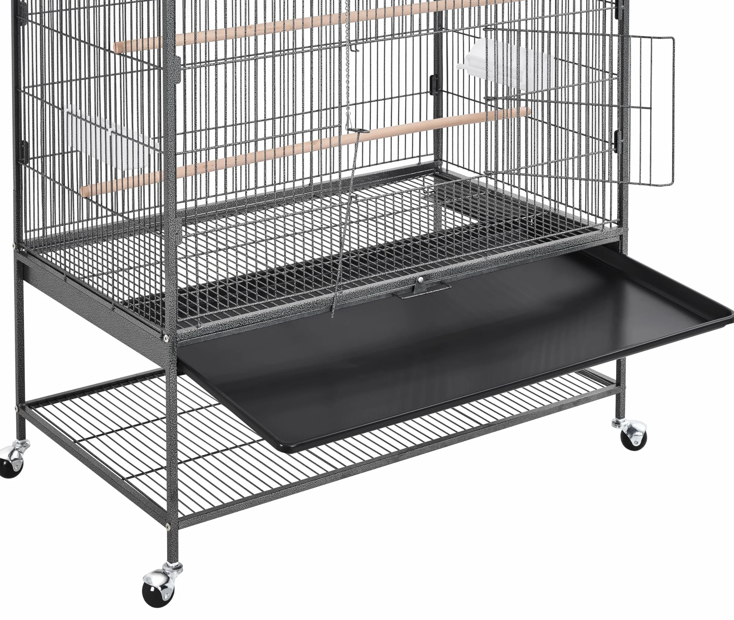 Yaheetech Gabbia Voliera per Pappagalli Uccelli Grandi 153 cm Metallo Nera 93,5 x 56,5 x 153 cm
