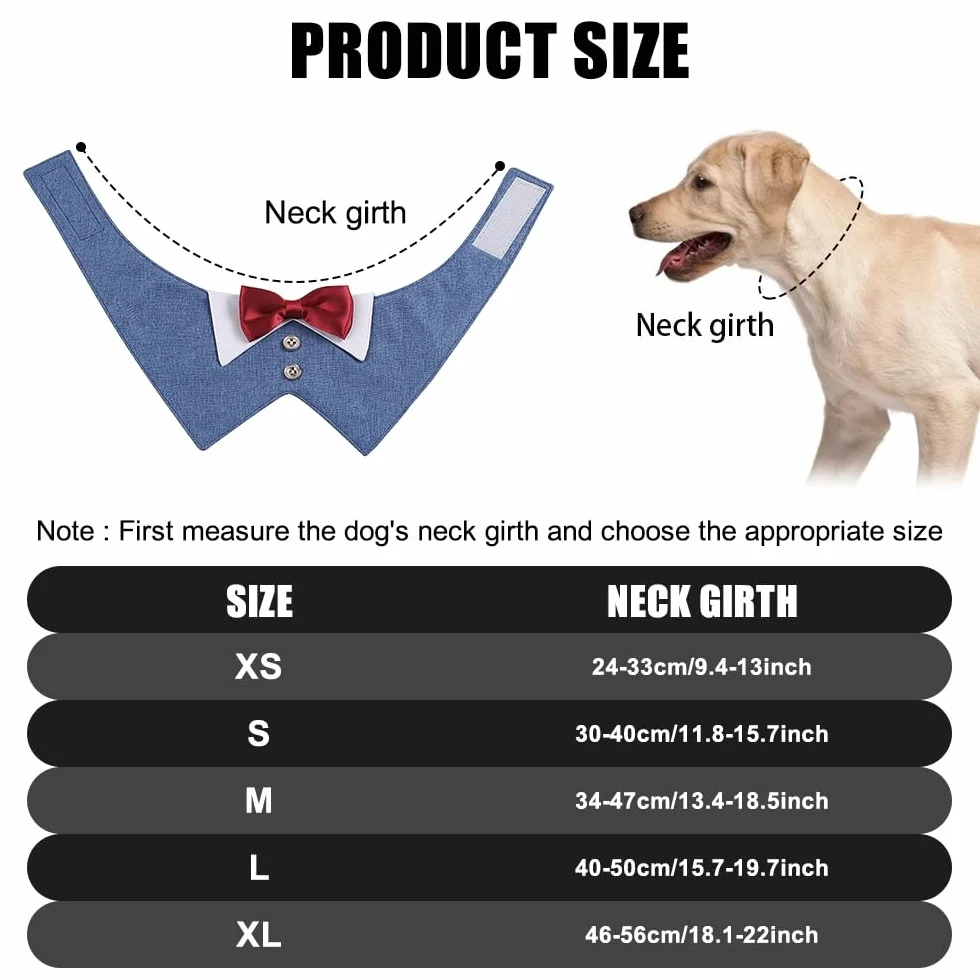 Bandana da Smoking per Cani, Collare Formale con Papillon Rosso per Cane Piccola Media Grande Festa Natale Cosplay Matrimonio