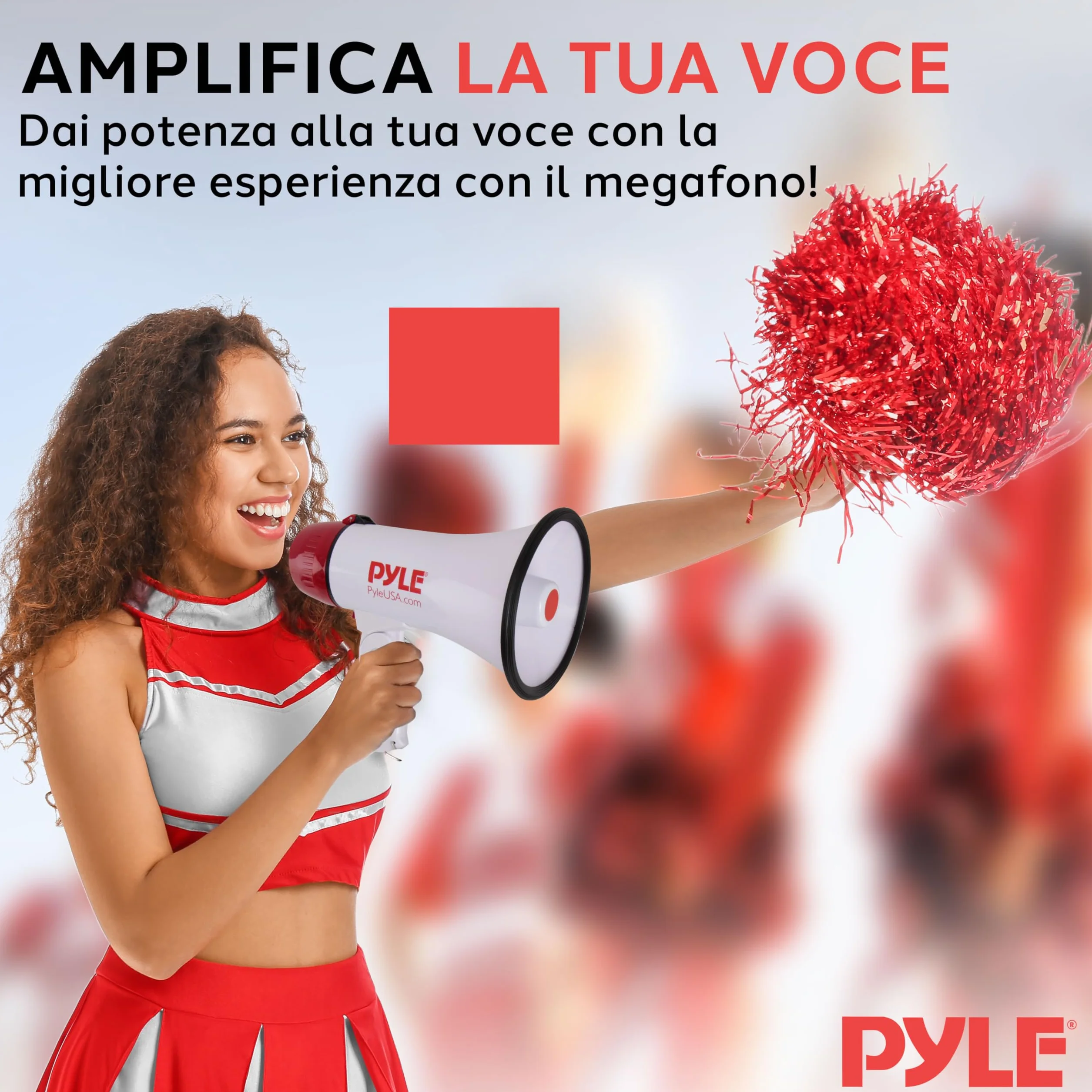 Pyle Megafono PA Bullhorn, Megafono Portatile 20 Watt e Controllo Volume Regolabile con Sirena Integrata & Portata di 730 Metri per Sport e Sicurezza