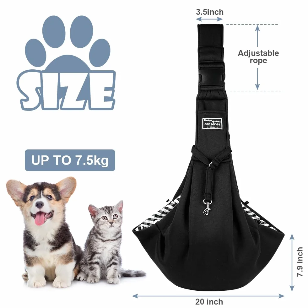 Borsa da Viaggio per Cani Regolabile Reversibile a Tracolla per Cane Gatto fino a 7.5 kg