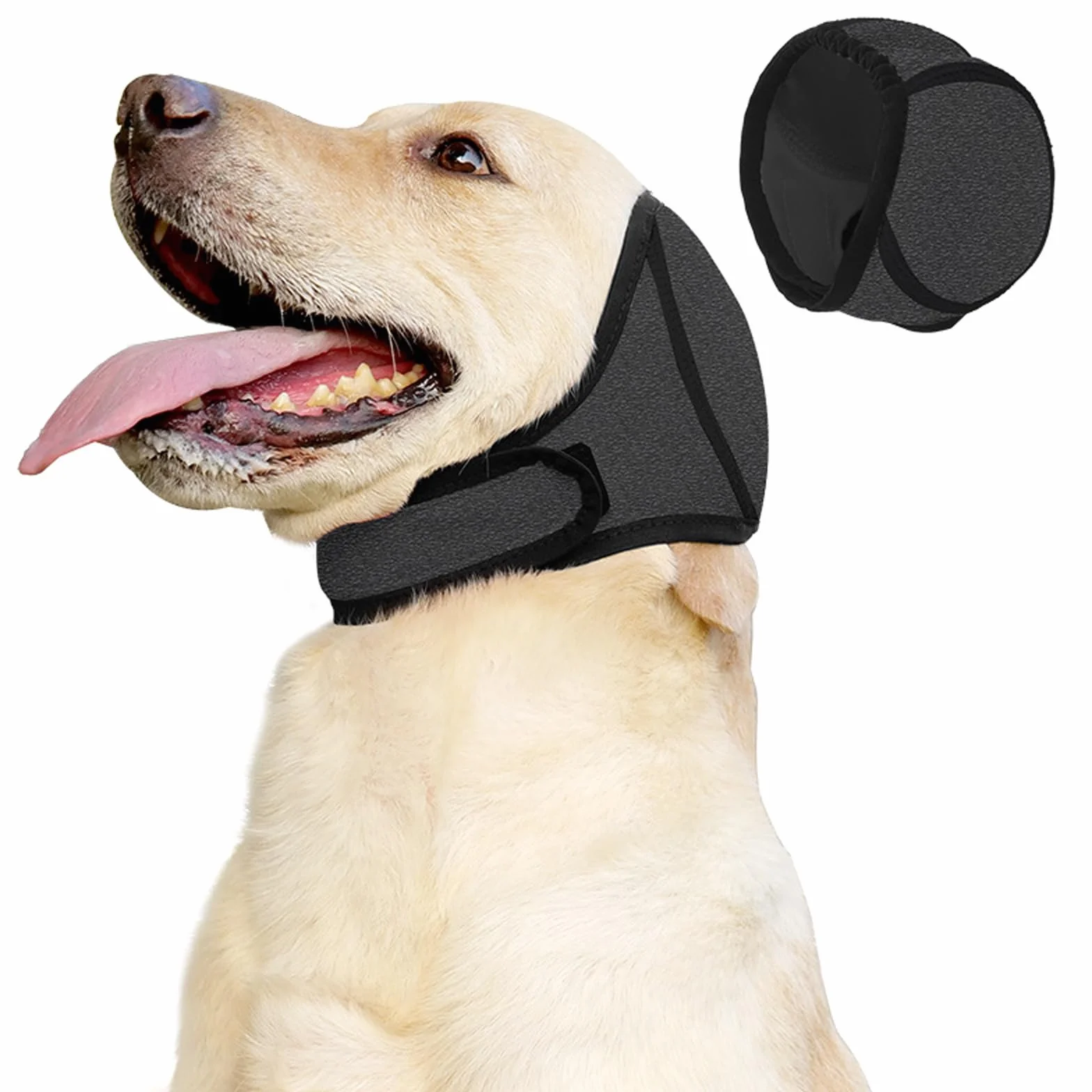 Paraorecchie per Cani Antirumore Fascia Elastica Calmante Ansia Fuochi d'Artificio Tuoni Protezione Orecchie Bagno Toelettatura Inverno Grigio M
