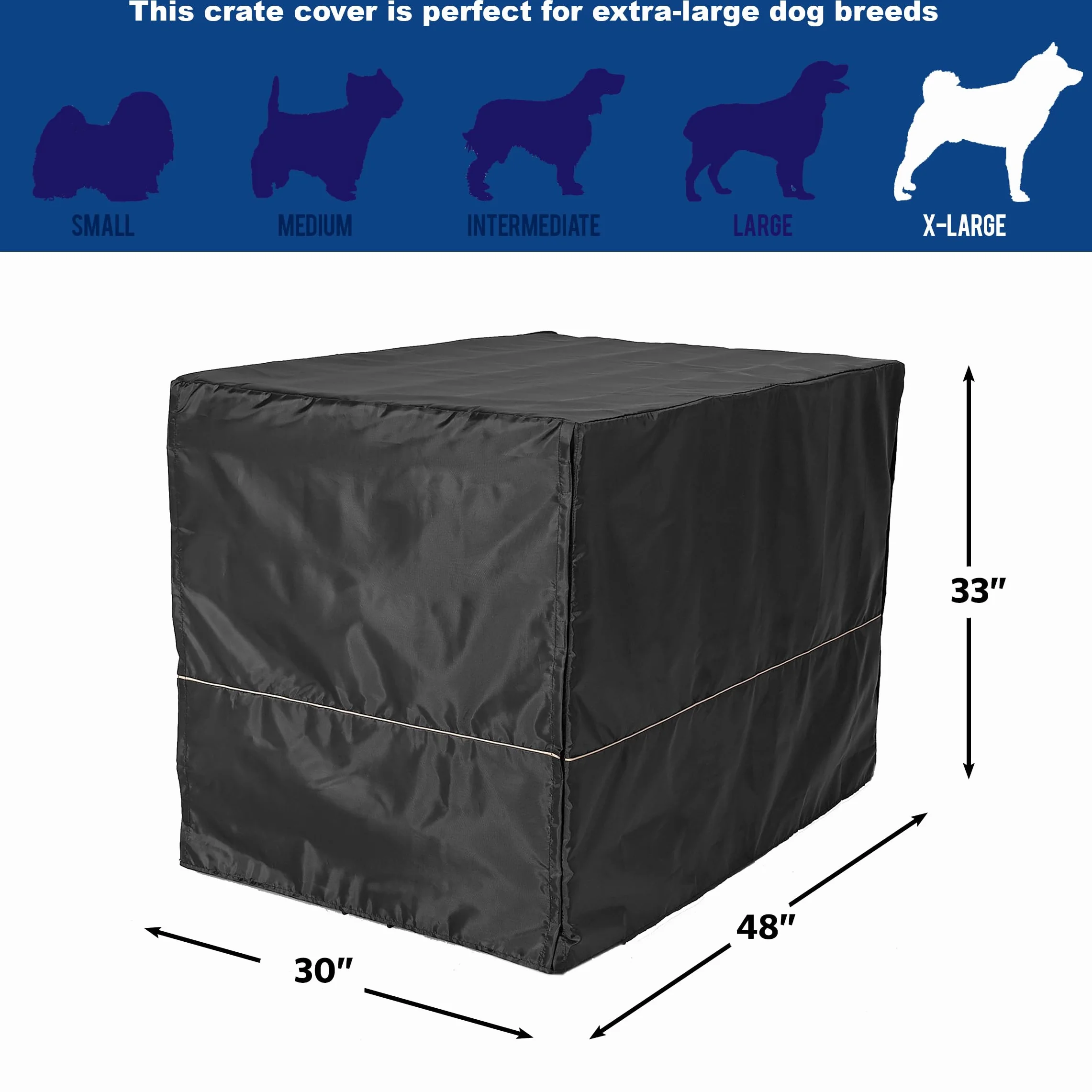 MidWest Homes for Pets Copertura per gabbia per cani XL, poliestere nero, 122 cm, lavabile, riduce abbaiare