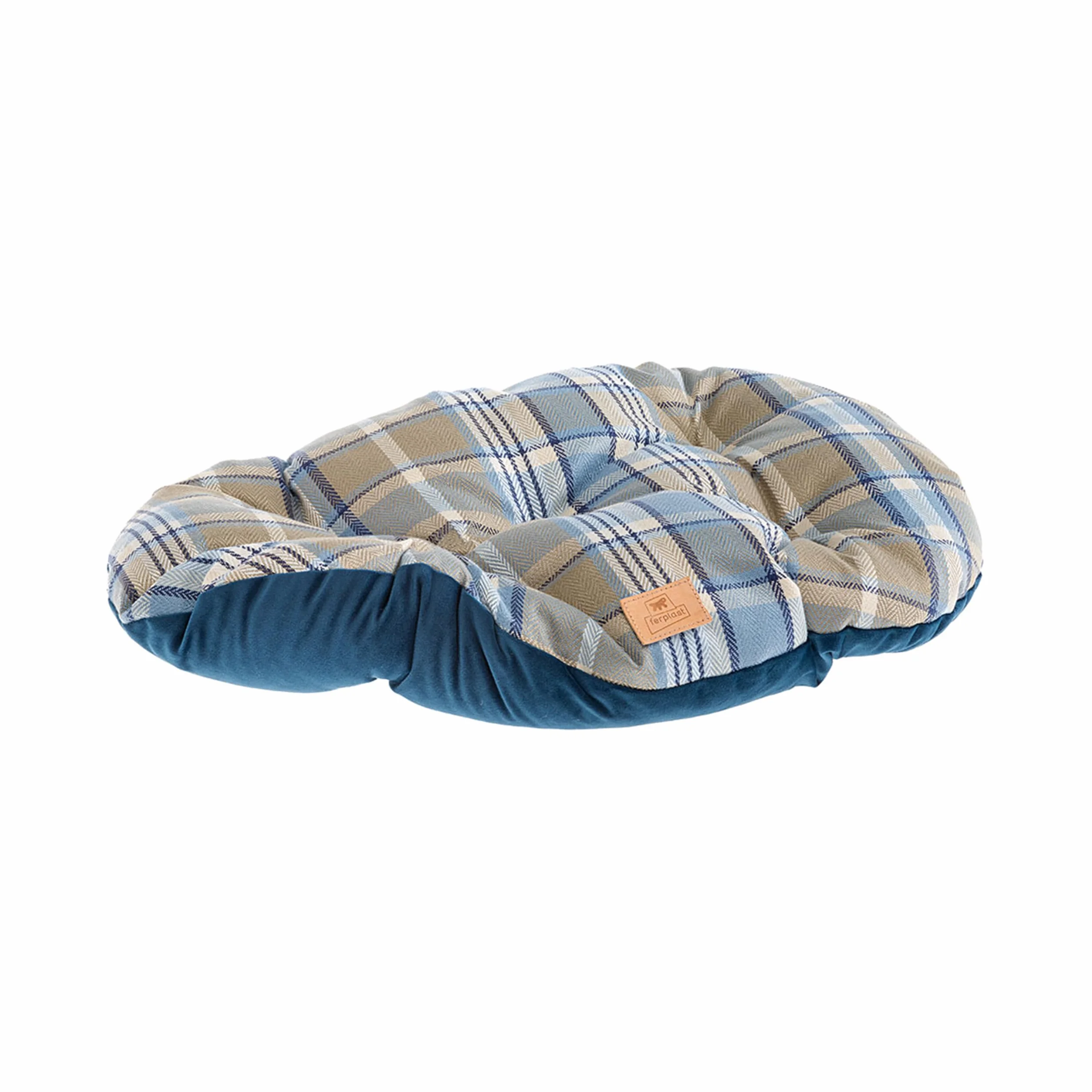 Ferplast Cuscino imbottito per cani e gatti SCOTT 45/2, Double-face, Scozzese, Soffice velluto, Lavabile, Blu