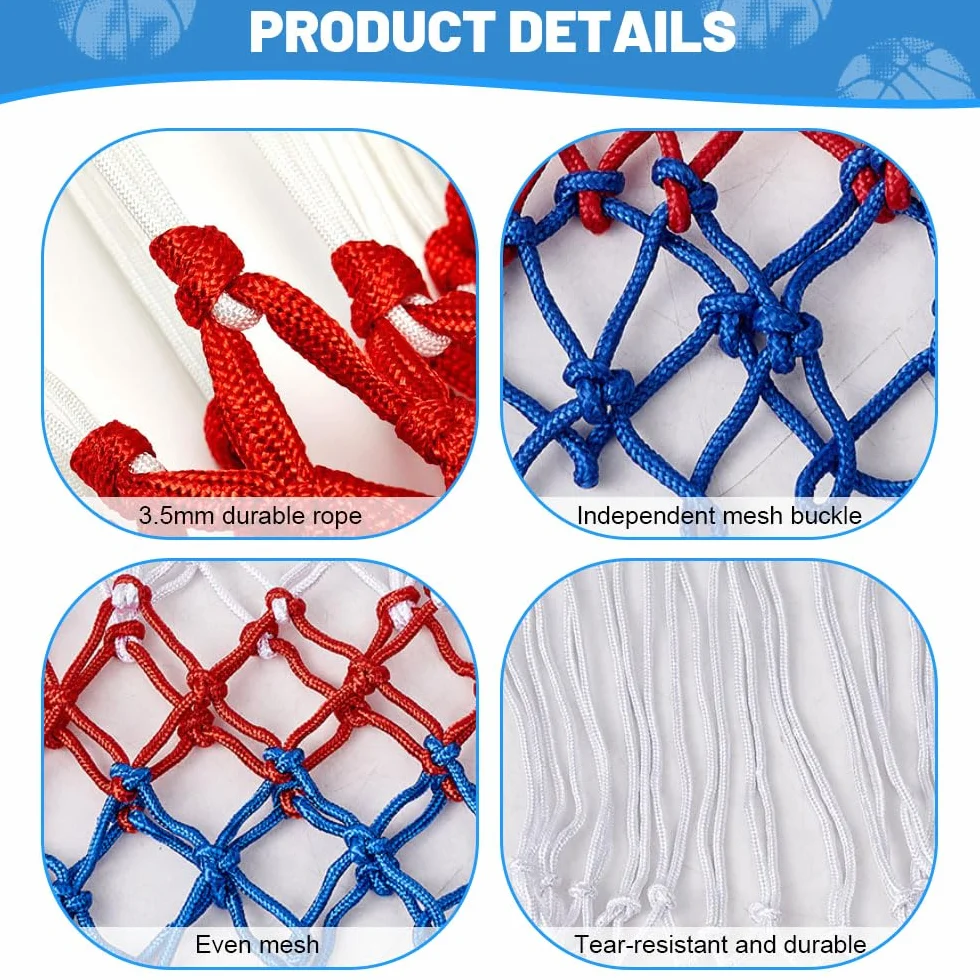 Rete Canestro Basket Esterno Nylon HMCEY,Portable Basketball Net Ricambio per Bambini Sport Scuola
