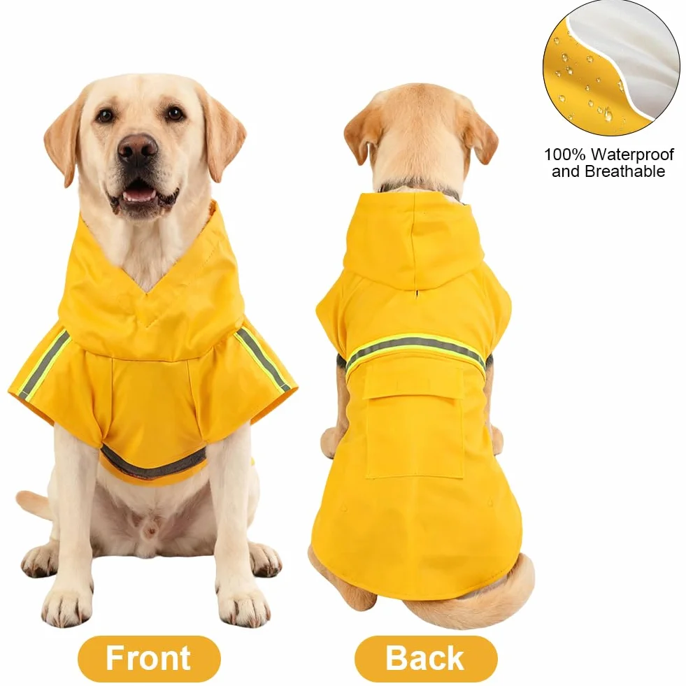 OSDUE Impermeabile per Cani Cappotto,Impermeabile Cane e Foro per Colletto e Strisce Riflettenti protettive,Regolabile Cappotto Impermeabiles 100%,per Piccoli Medio Grandi Cuccioli L-XXXL