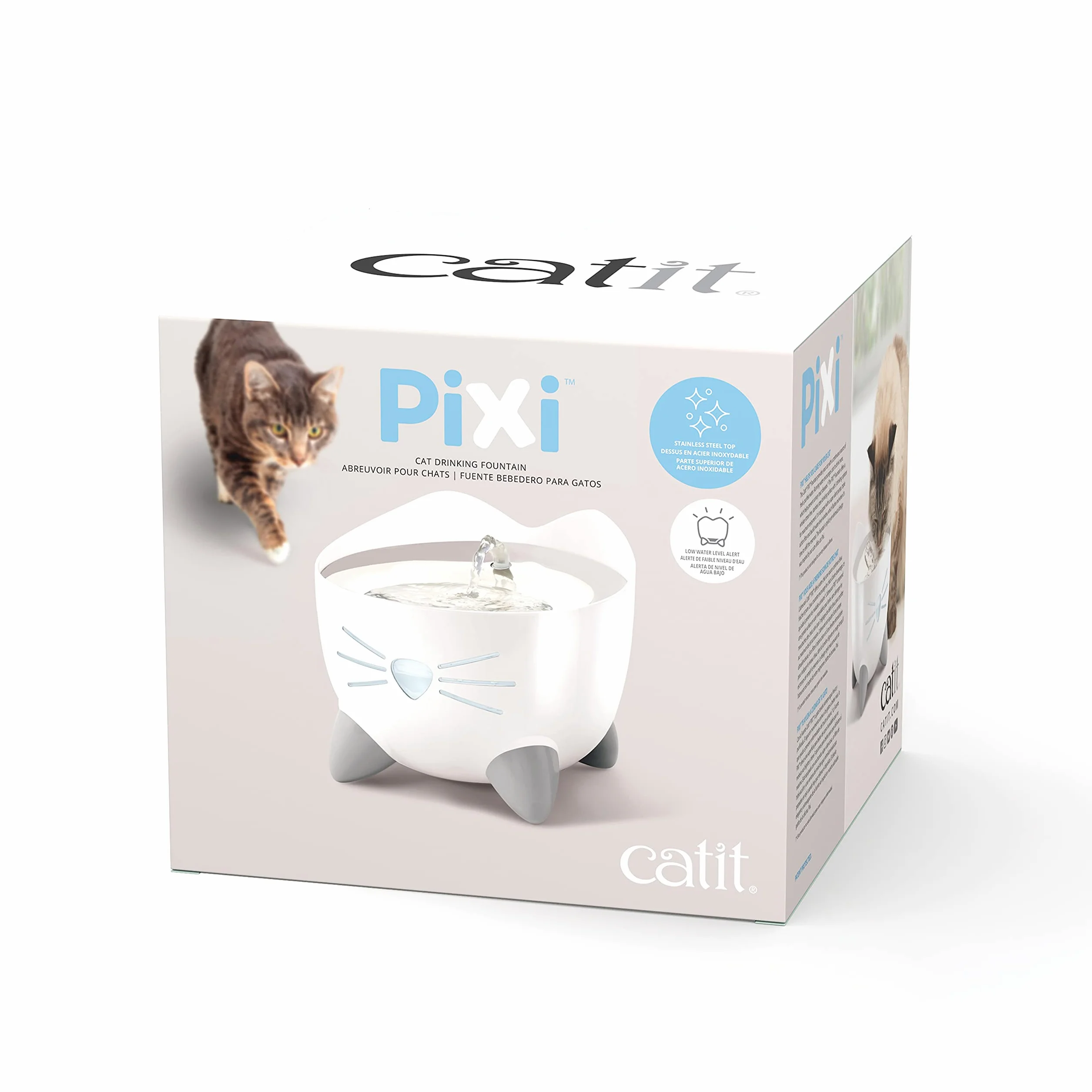 Catit PIXI Fontana per gatti 2,5 l bianco acciaio inox