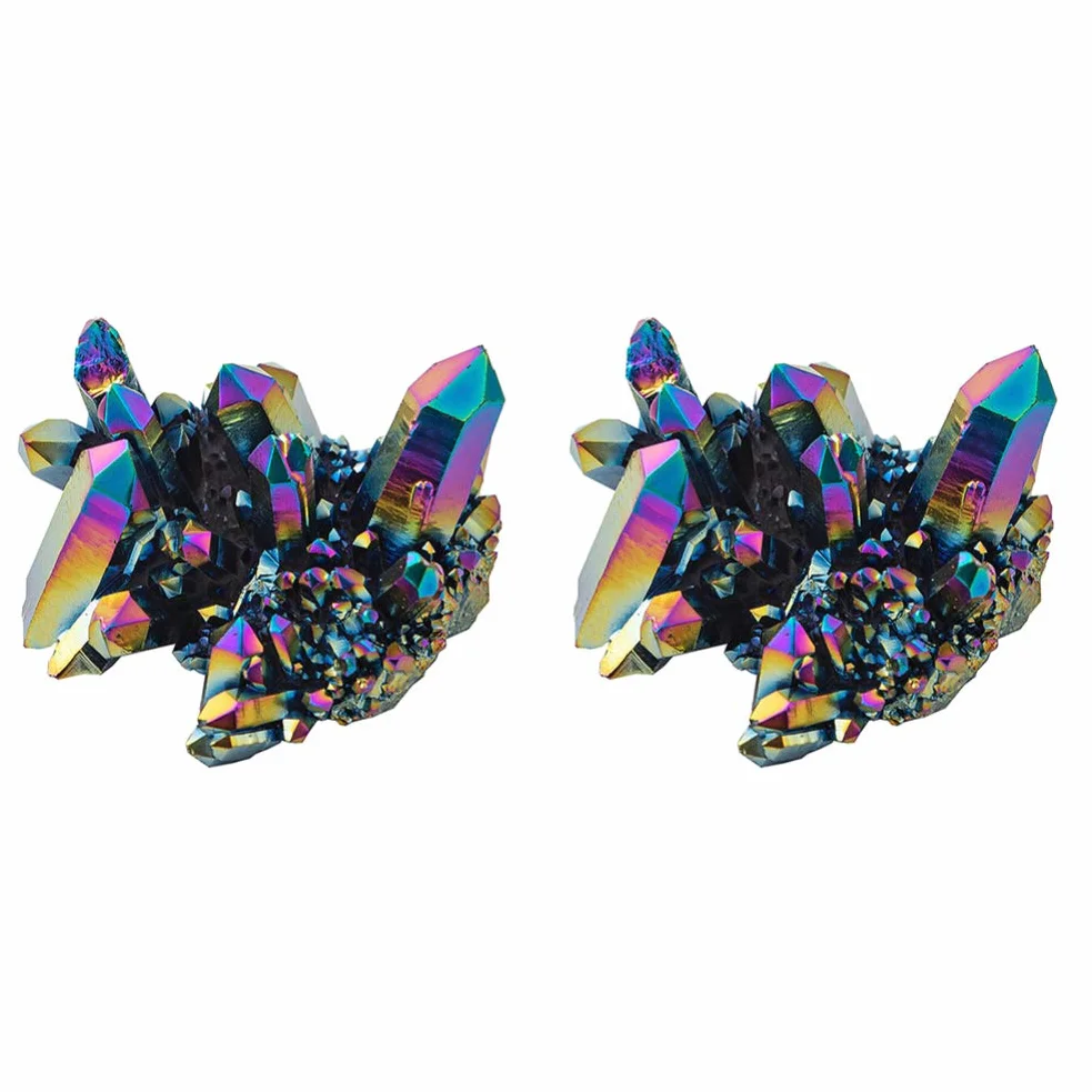 EXCEART Grappolo di cristallo arcobaleno naturale, 2 pezzi, decorazione per la casa, feng shui, acquario, artigianato e regali 4,5 x 3,5 x 3 cm