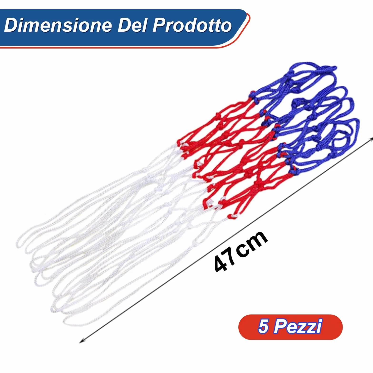 Scettar Rete da Basket 5 Pezzi 4mm Nylon Rimovibile per Canestro Esterno