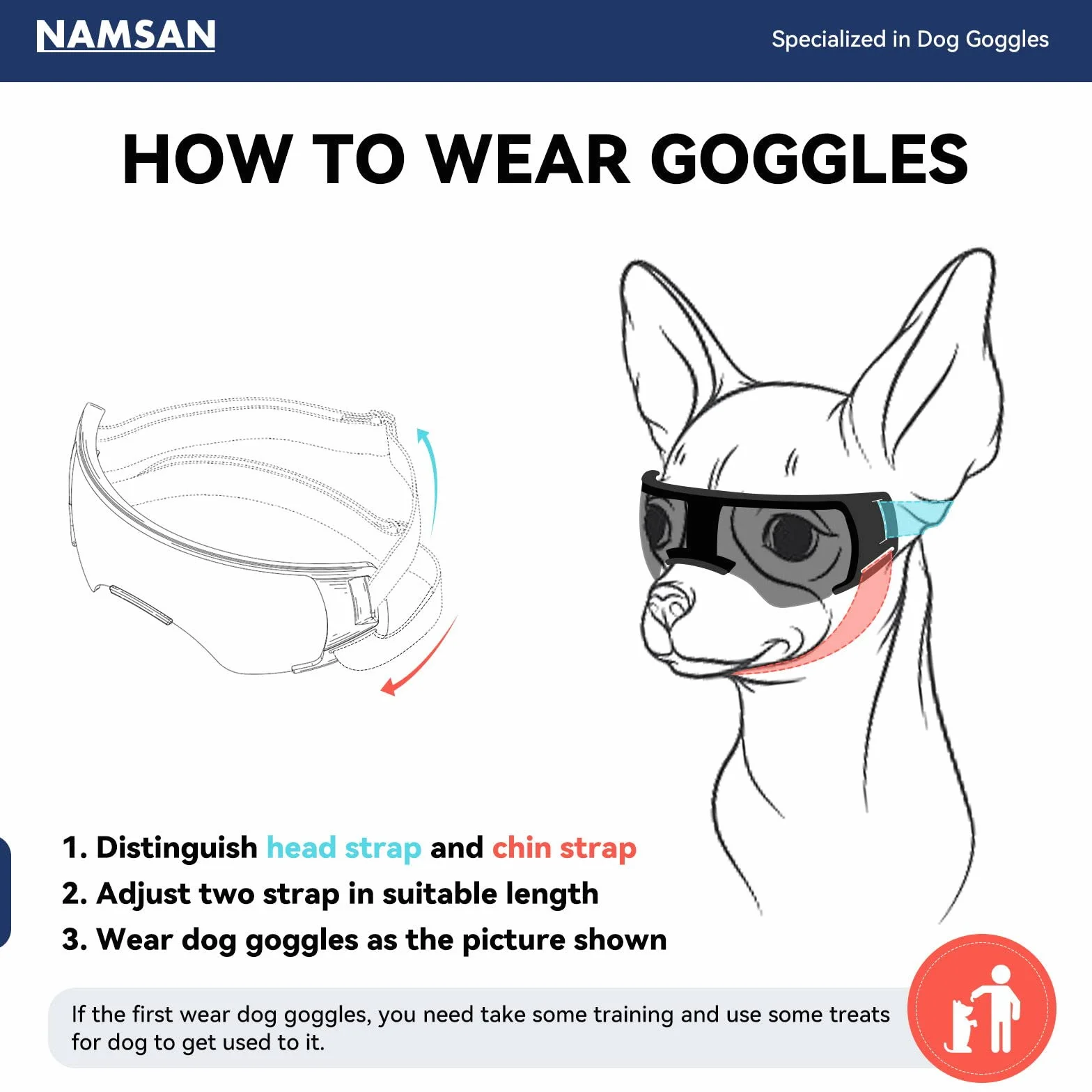 NAMSAN Occhiali da sole per cani di piccola taglia, occhiali protettivi per cani di piccola taglia, antivento, impermeabili, con elastico regolabile, rosa