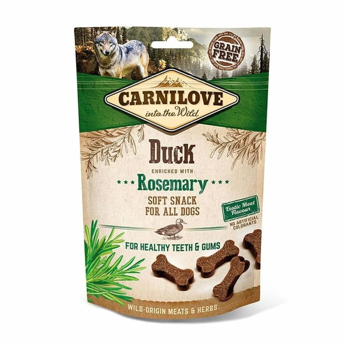 Carnilove Soft Snack Anatra con Rosmarino | 200 g | Biscottini per cani | Anatra e rosmarino | Senza aggiunta di zucchero | Gusto esotico di carne