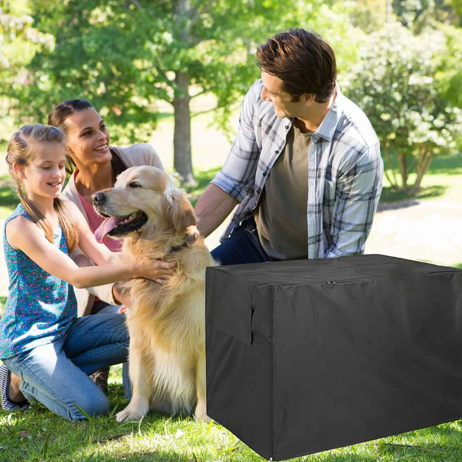 Copertura Gabbia per Cani Tela Oxford 210D Doppia Porta Impermeabile Ombreggiante Traspirante 95x61x64cm