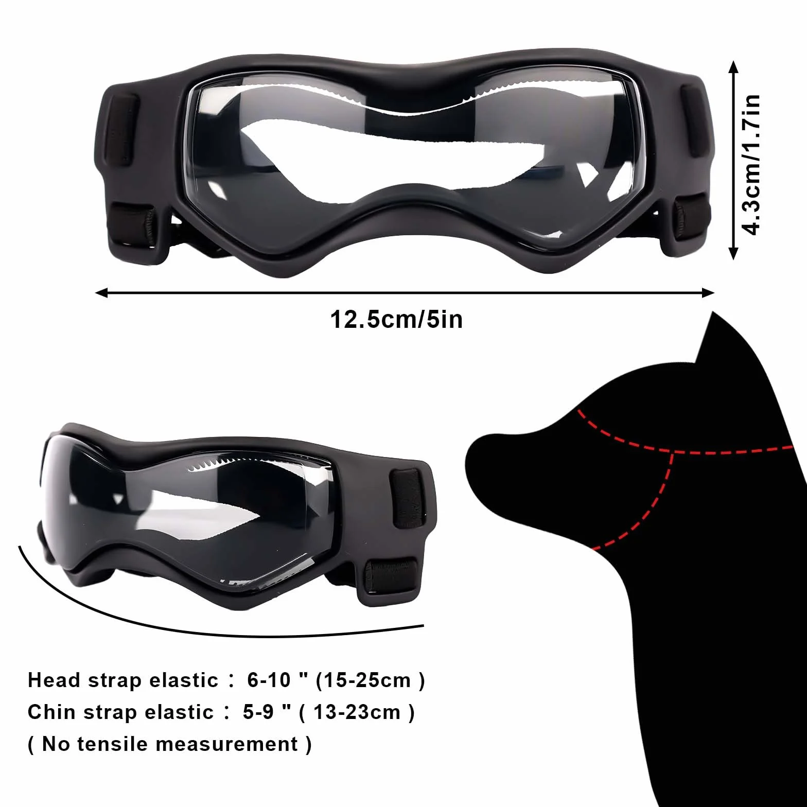 Occhiali per Cani Taglia Piccola, Antivento, Antiappannamento Occhiali da Sole per Cani Regolabili per Animali Domestici Cani di Taglia Piccola Media All'Aperto Protezione per Gli Occhi(Nero)