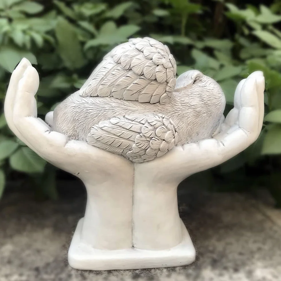 WouND Pietra commemorativa per tomba di cane o animale domestico, con angelo commemorativo nelle mani di Dio, pietra lapide da giardino, in ricordo di un animale domestico perso, 17,8 cm (H)