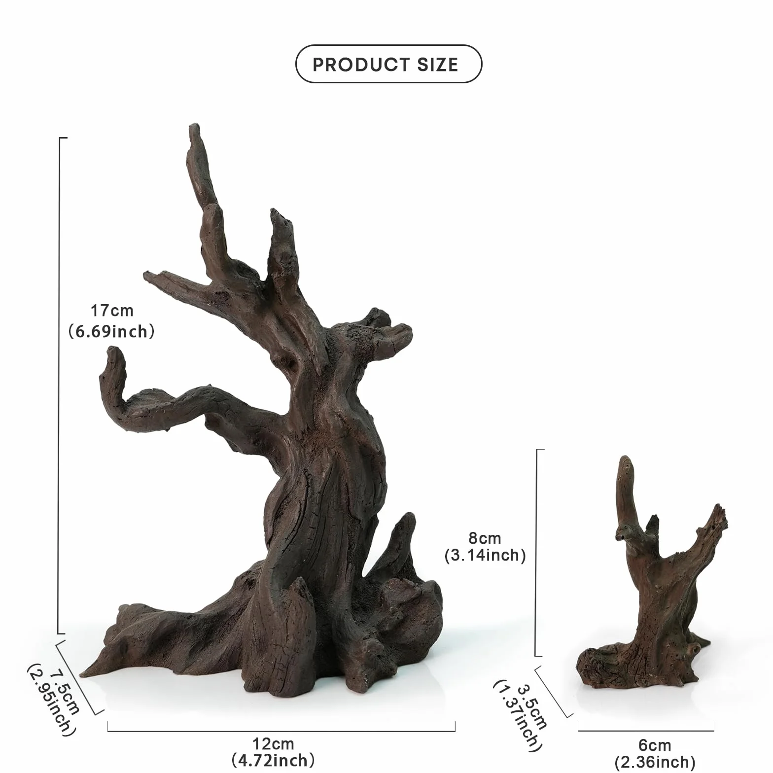 FZONE Legno Galleggiante in Resina per Acquario, Ornamento ad Albero Piccolo per Aquascaping in Acqua Dolce e Nano Acquari
