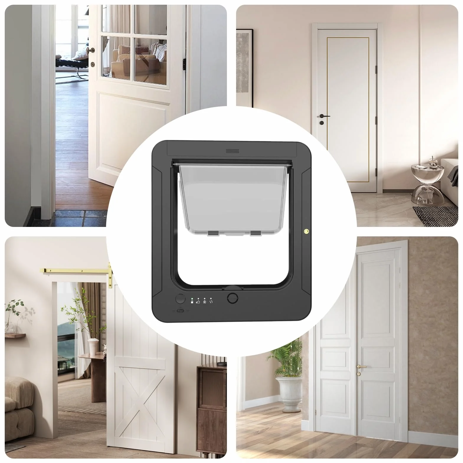 Porta per cani con microchip cancello elettronico a 4 vie telecomando 2 collari sensore controllo ingresso interni esterni