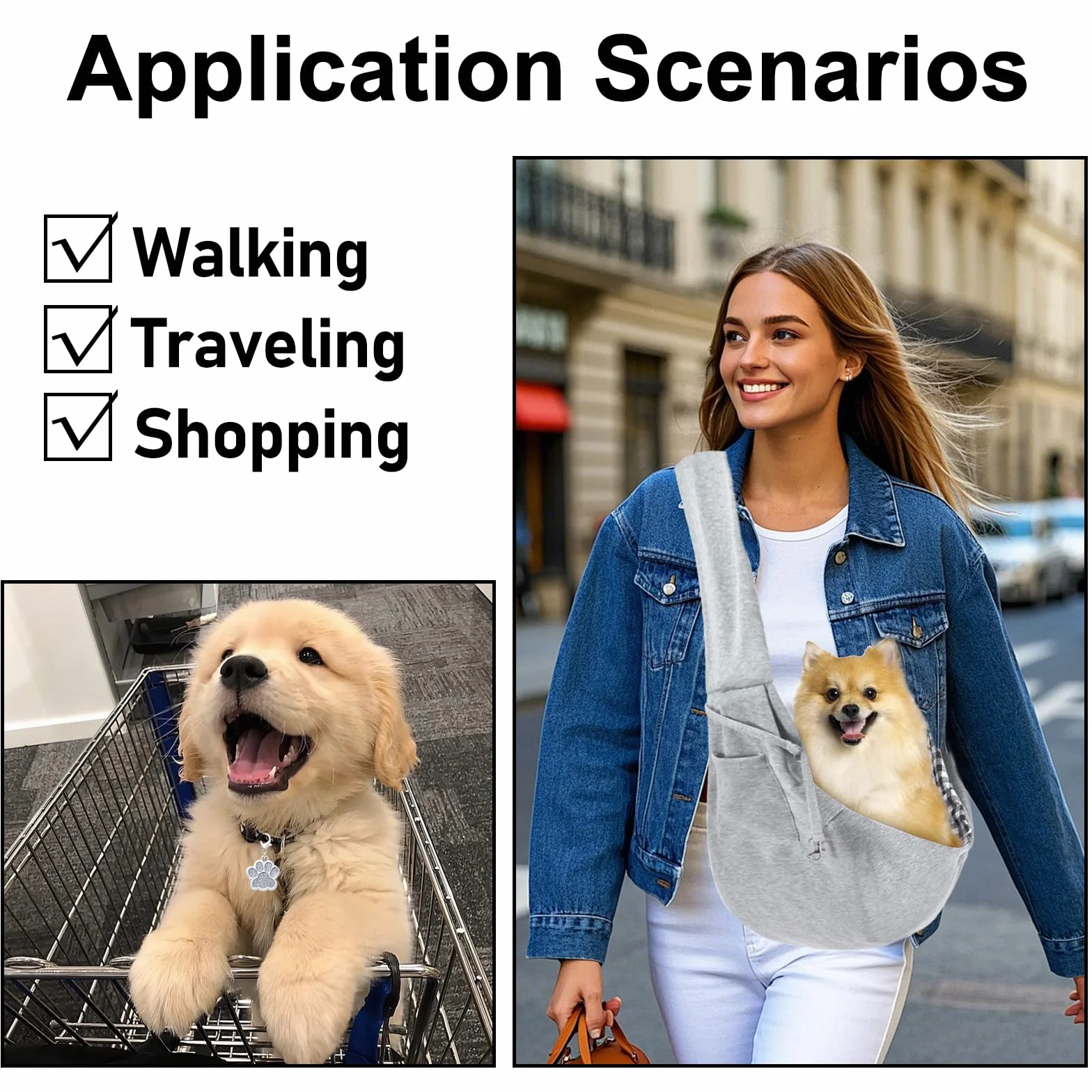 Borsa da Viaggio per Cani, Trasportino Regolabile per Animali Domestici, Marsupio Piccola Taglia, Porta Cane Viaggio