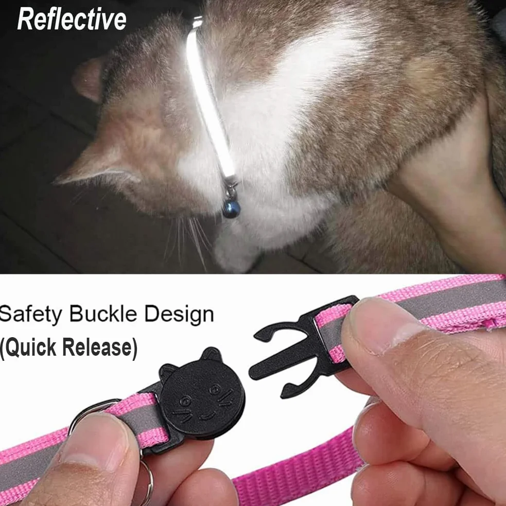 Collare per Gatto Riflettente con Campanella, Sicuro, Nylon, Colori Misti, Collare per Animale Domestico, Collare Rimovibile per Gatto (12)