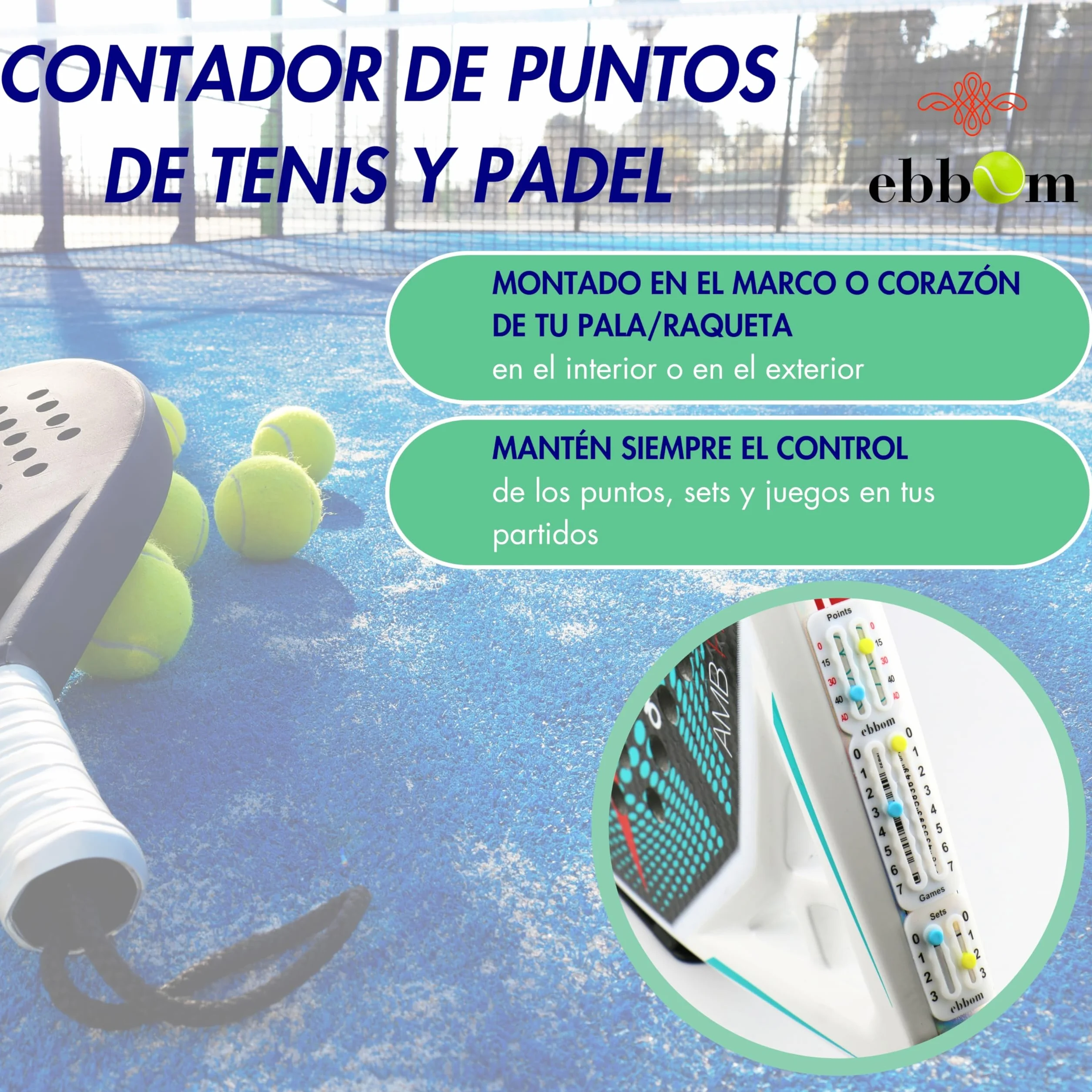Segnapunti Padel e Tennis Ultralight con Adesivo 3M - 2 Overgrip B/N, 1 Pulitore - Accessori Padel