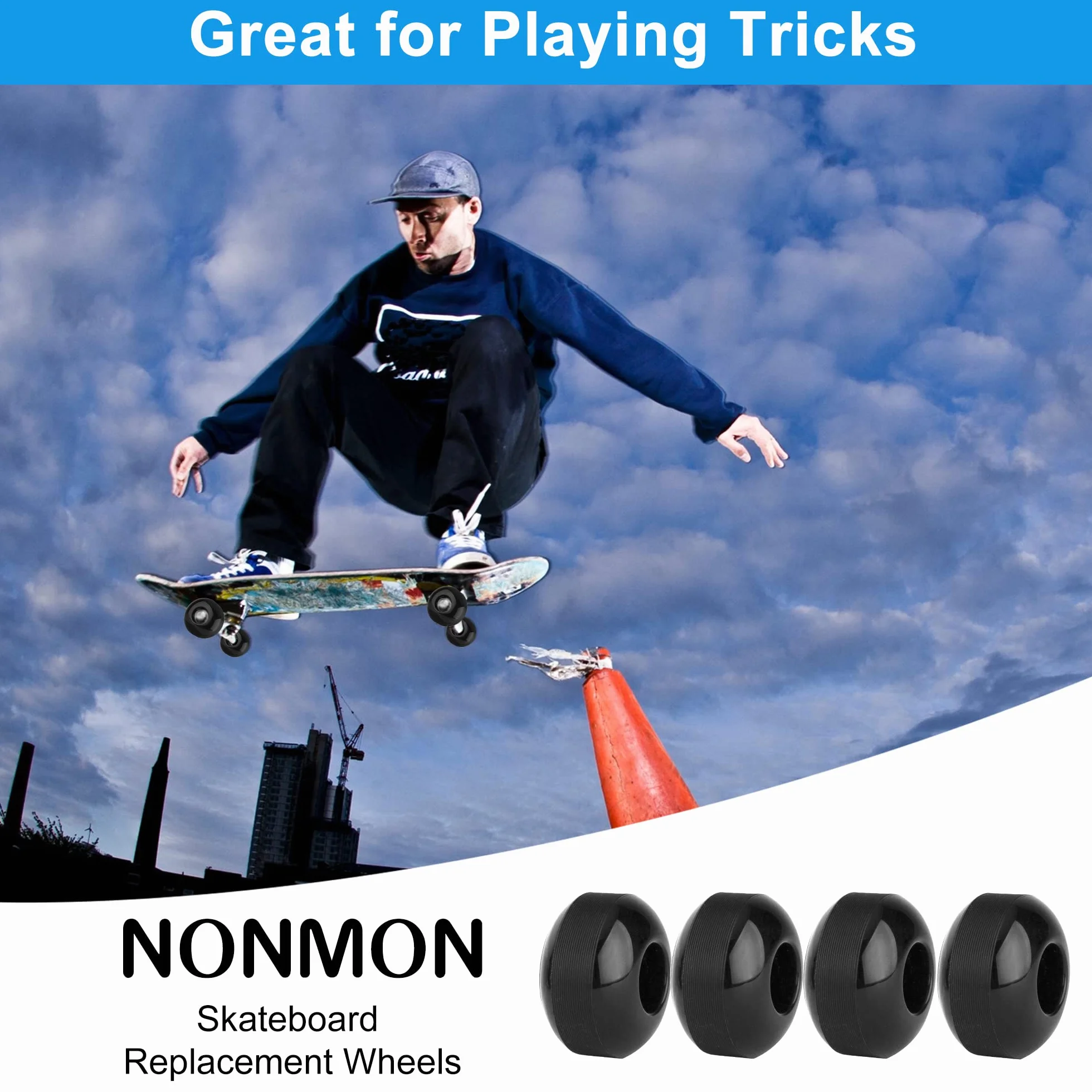 NONMON Ruote Skateboard 52mm 95A ABEC-9 608 RS Zestaw 4 szt.