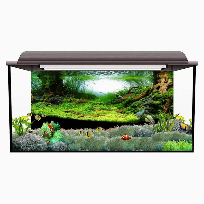 Acquario Sfondo Adesivo forestale Sfondo Acquario Ornamento Poster Foresta Acquario Paesaggio Carta autoadesiva for Acquario(White,54x122cm)