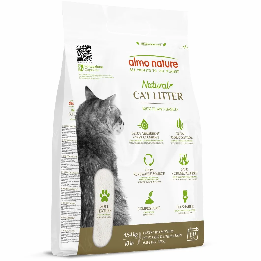 Almo Nature Soft Texture Lettiera A Trama Finissima Per Gatti 100% Vegetale Biodegradabile Compostabile Agglomerante 4.54Kg