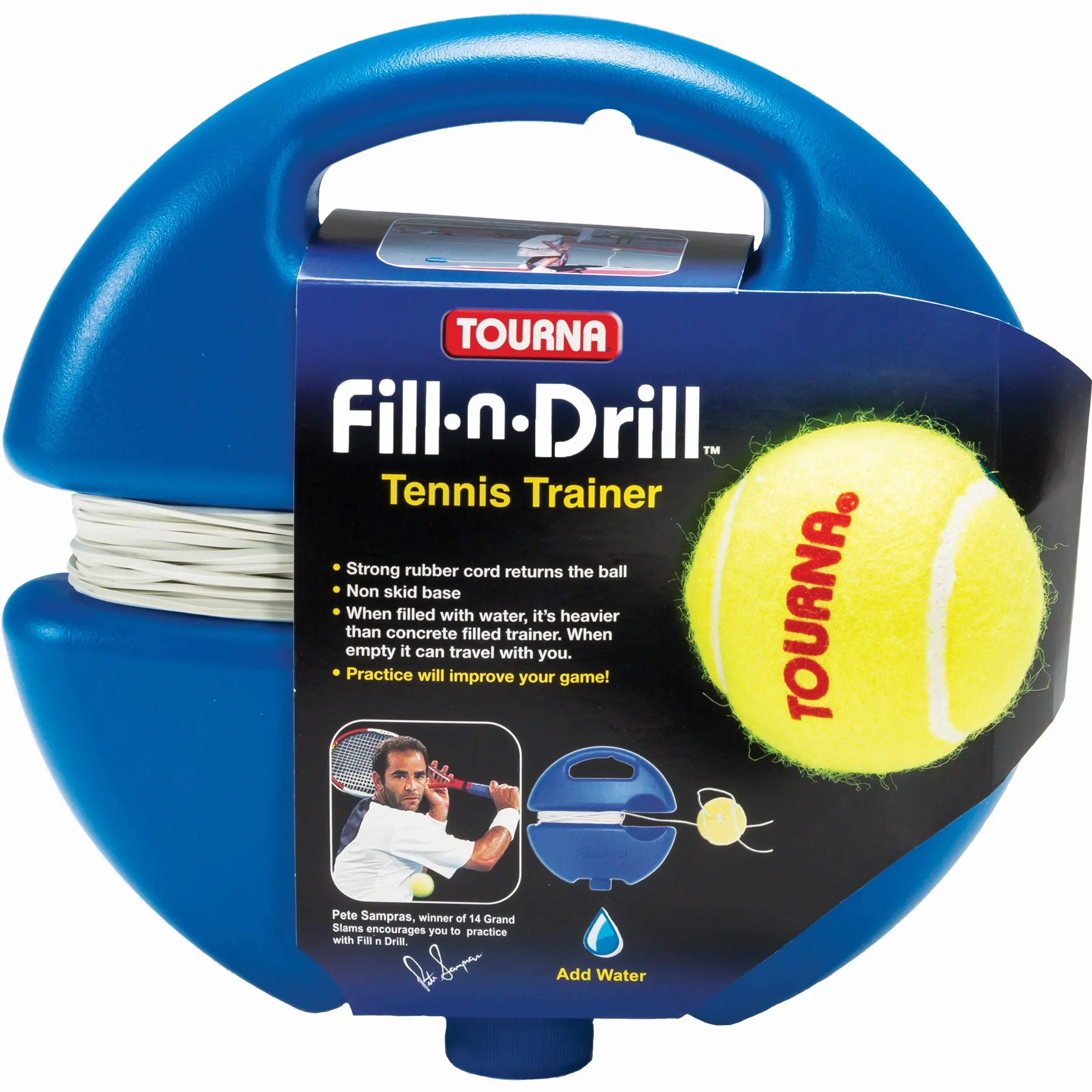 Tourna Fill & Drill Tennis Trainer, Base con Corda per Allenamento