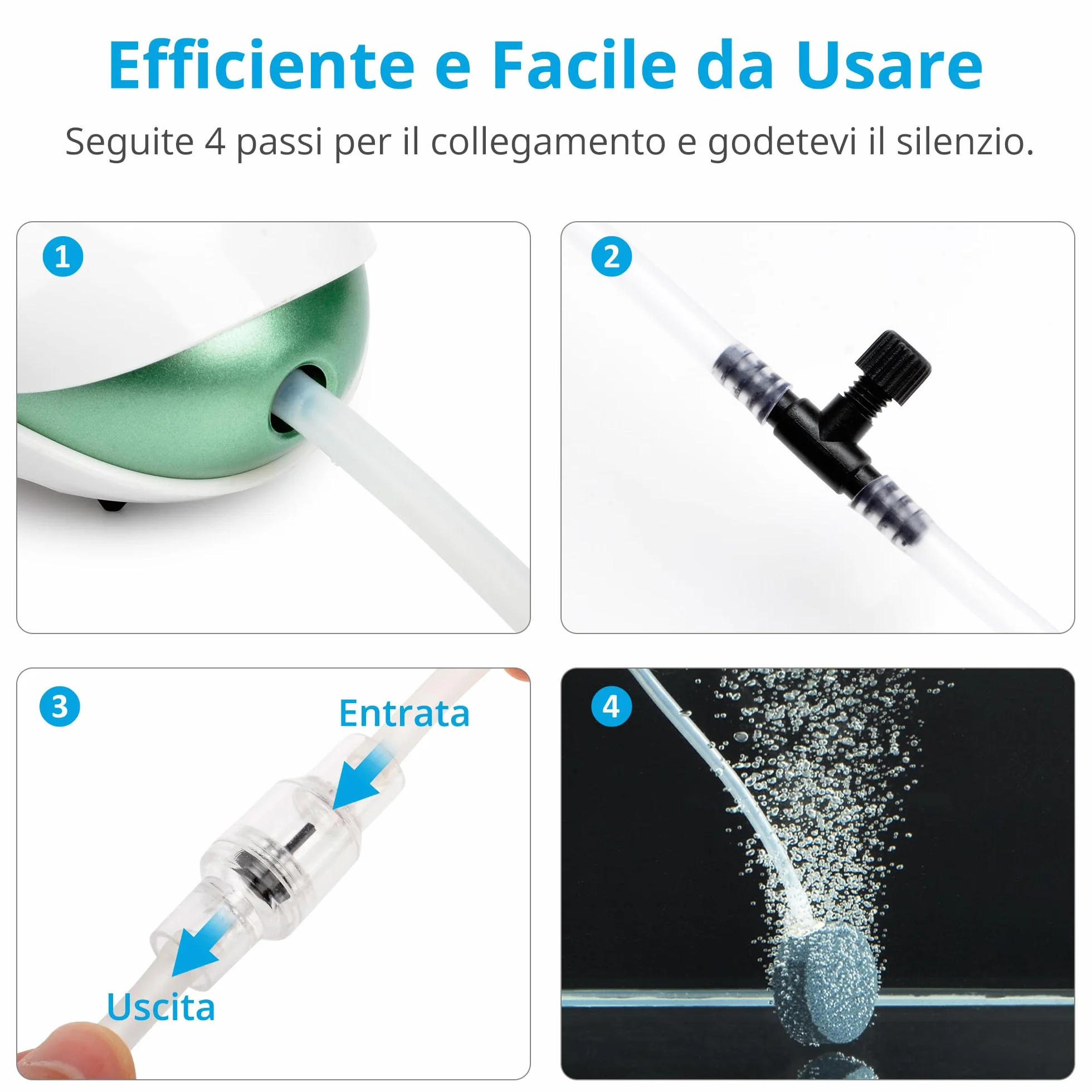 NICREW Pompa d'Aria per Acquario Silenziosa 150 L Flusso Regolabile <35 dB
