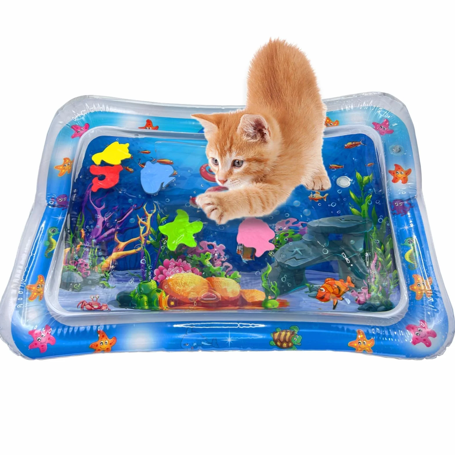 Tappetino Ad Acqua Cat, Tappetino con Acqua per Gatti, Tappetino Gonfiabile per Animali, Tappetino Sensoriale Ad Acqua per Gatti, Giochi Interattivi per Cani e Gattis (A)