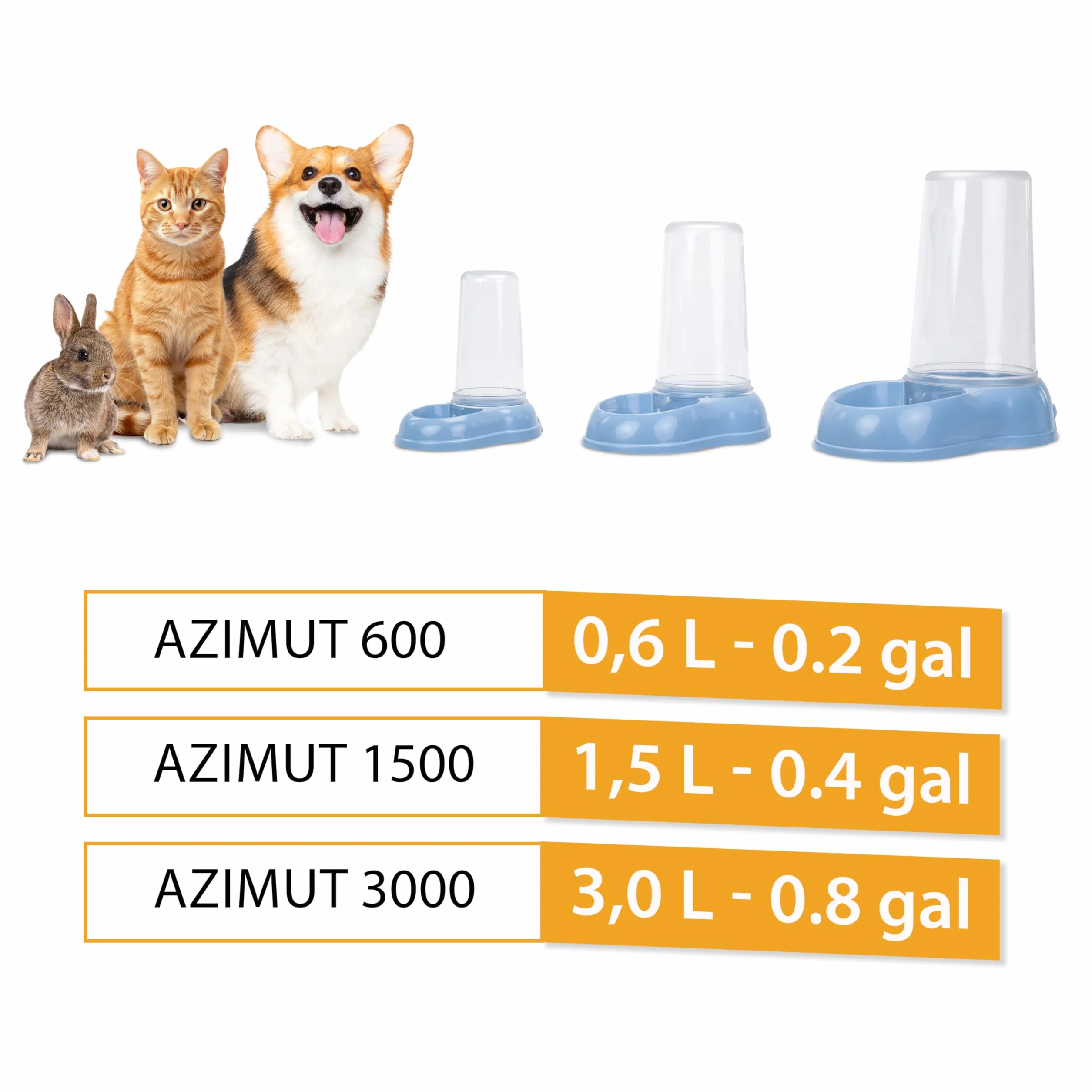 Ferplast Distributore cibo o acqua per cani e gatti AZIMUT 600 Mangiatoia per cibo secco acqua 0,6 Litri, Fondo antiscivolo, 12,5 x 19 x h 19,5 cm Blu