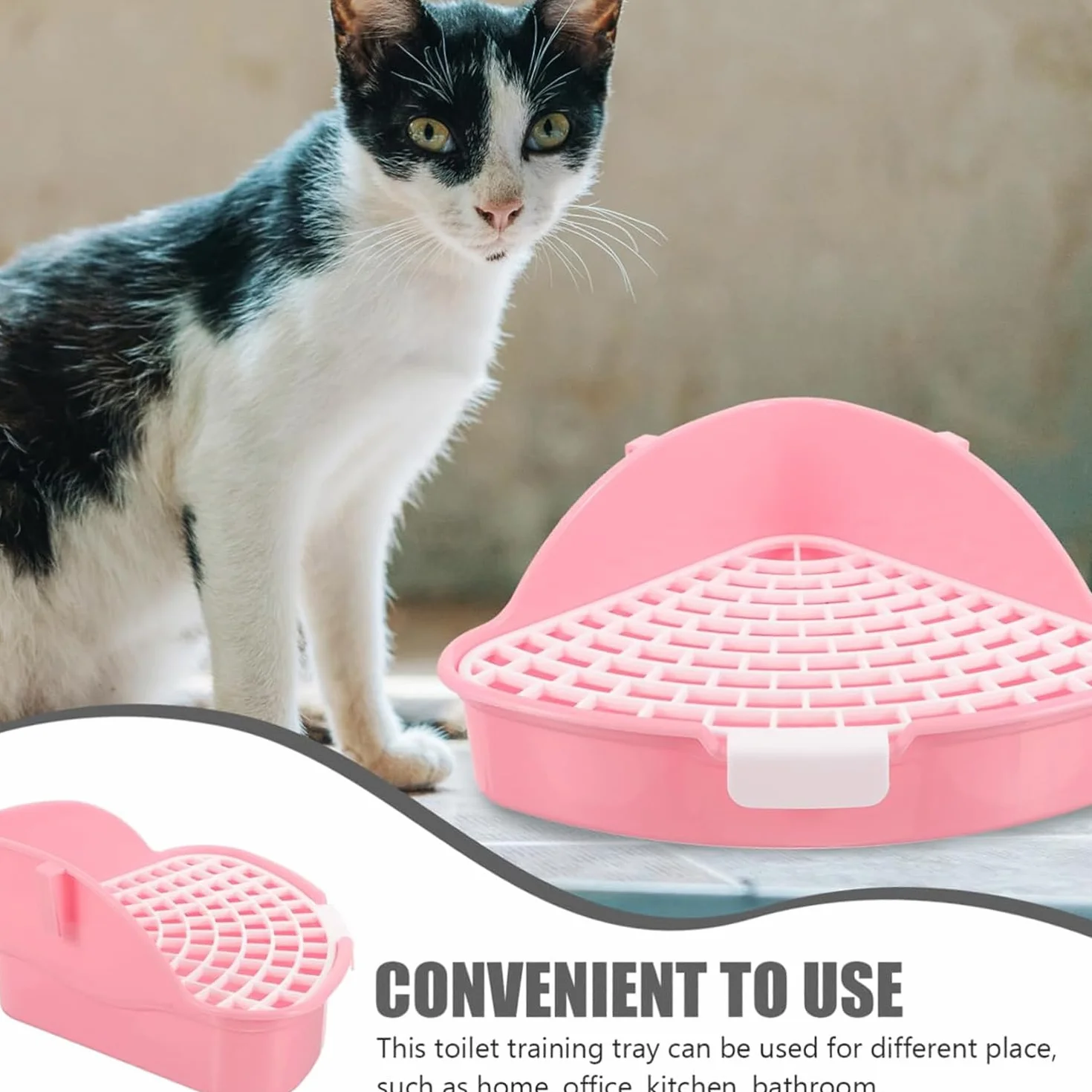MEISO Toilette per Coniglio, Toilette per Animali Domestici, Vasino Addestrativo per Criceti, Toilette per Animali di Piccola Taglia di Triangolo per Coniglietti, Cincillà, Cavia (Rosa)