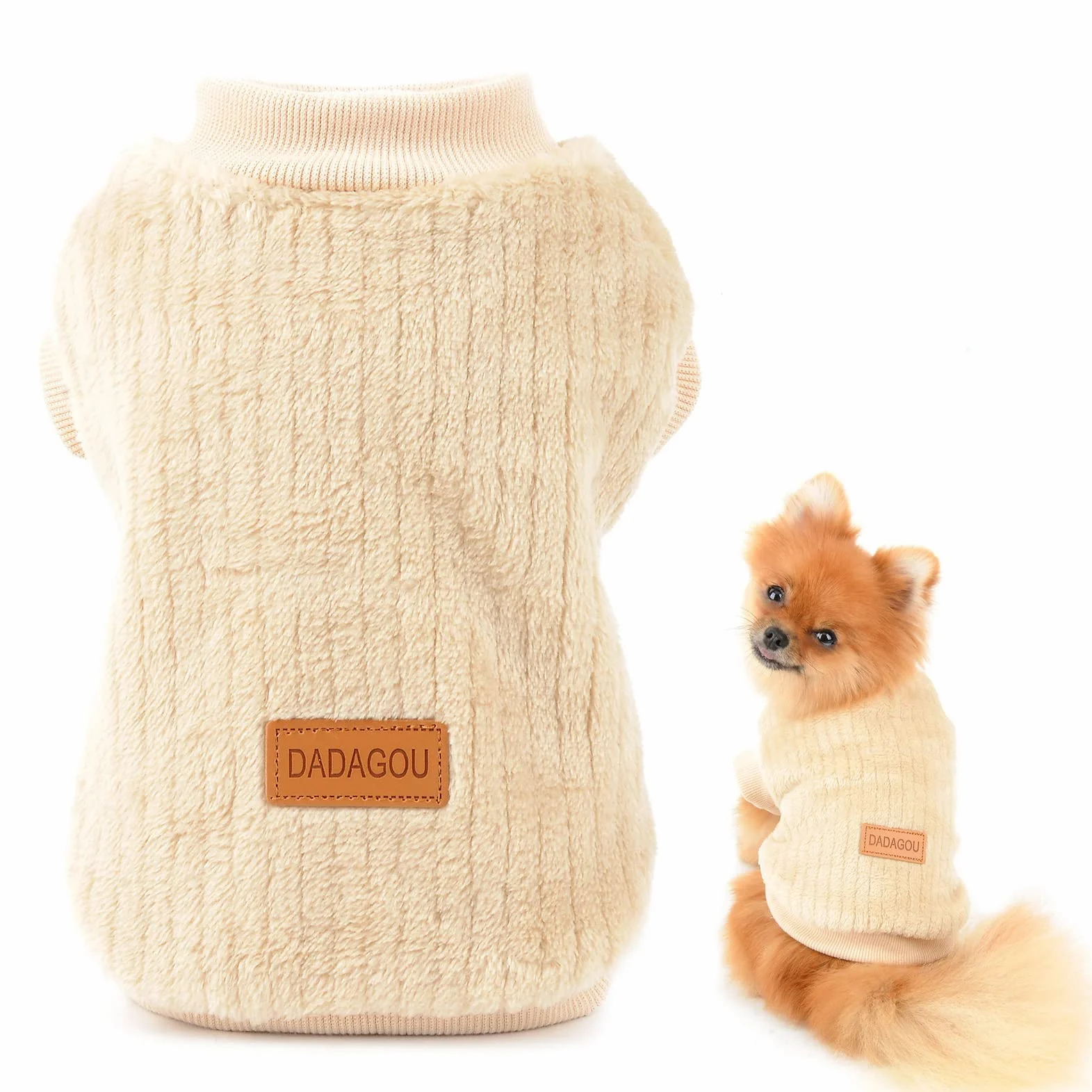 SMALLLEE_LUCKY_STORE Pet a coste in pile maglioni pullover felpa per cani di piccola taglia gatto cucciolo Yorkie Chihuahua caldo inverno vestiti